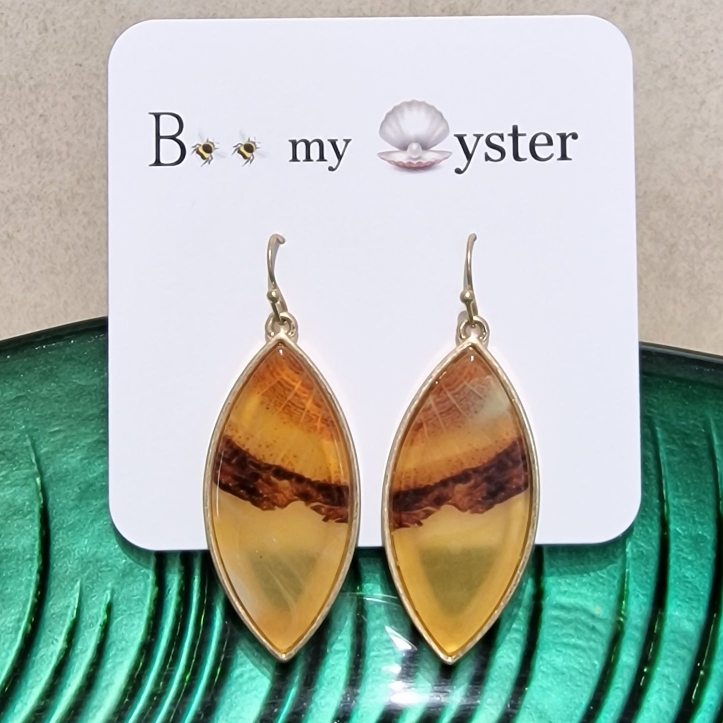 Amber Long Acrylic Pierced Drop Fashion Earrings
