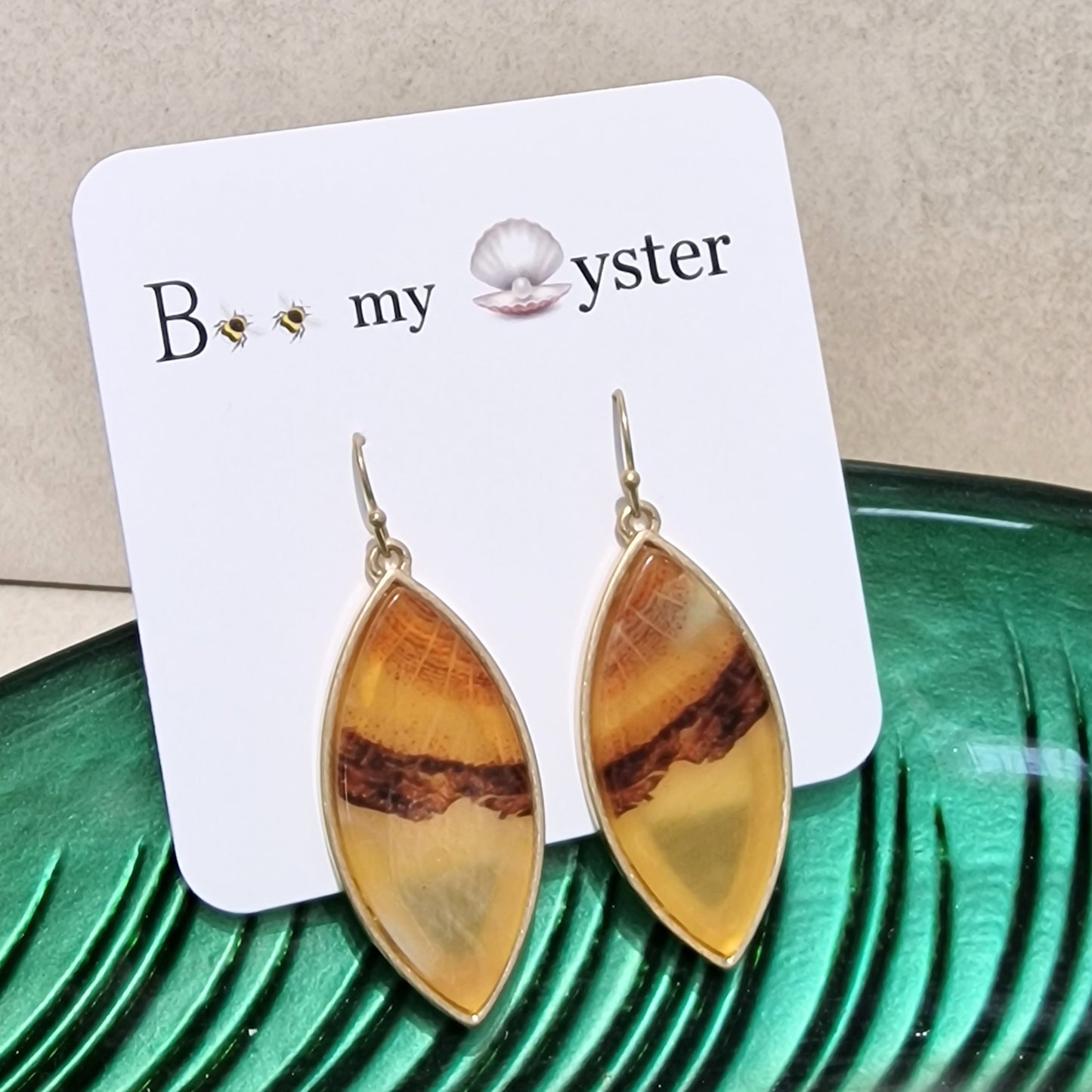 Amber Long Acrylic Pierced Drop Fashion Earrings