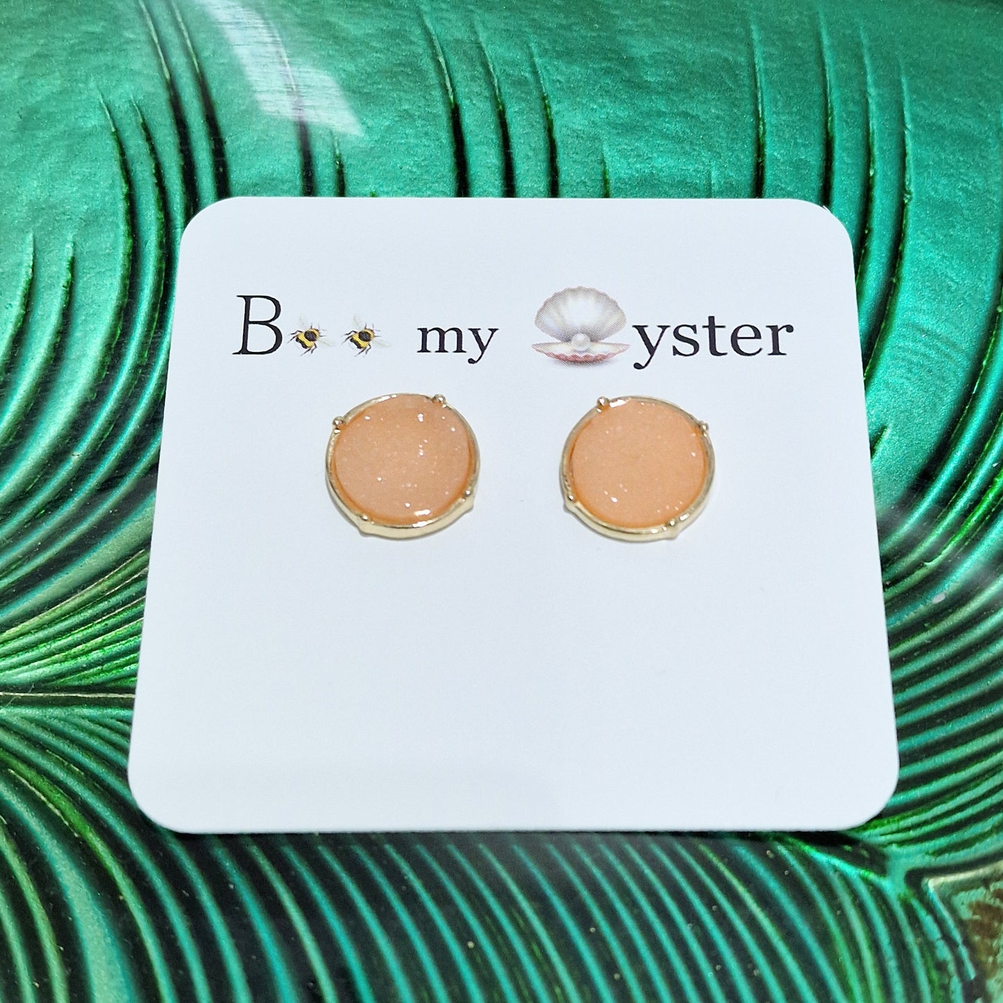 Baby Pink Druzy Stud Pierced Fashion Earrings