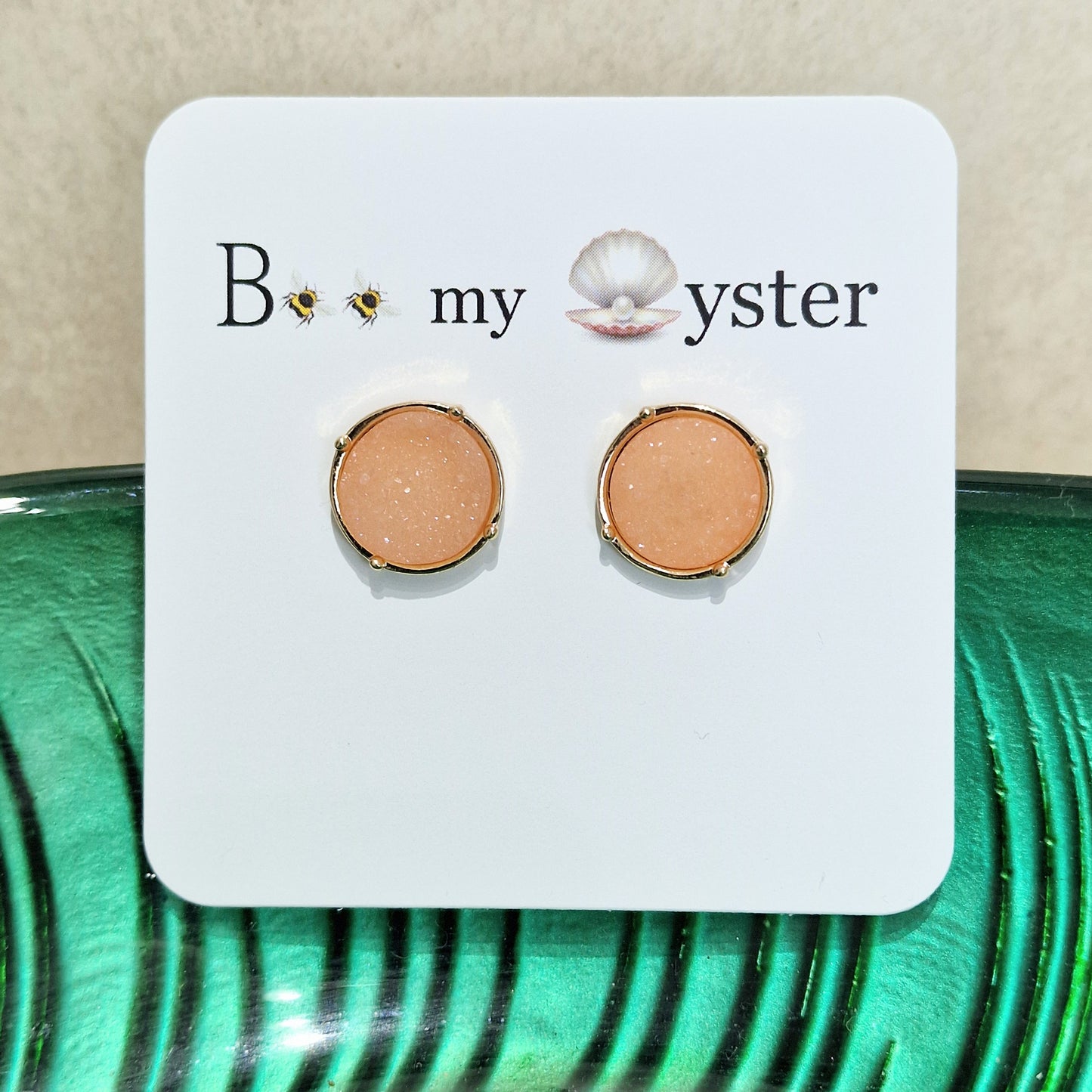 Baby Pink Druzy Stud Pierced Fashion Earrings
