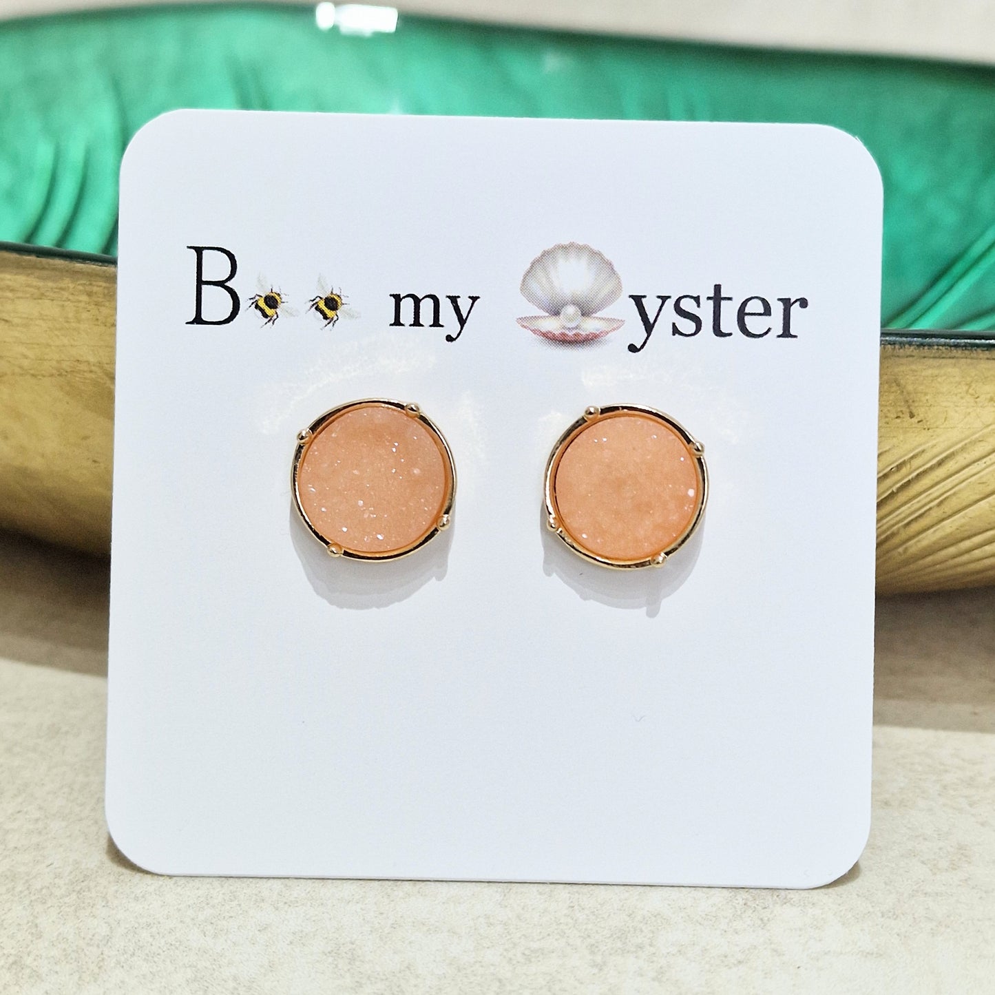 Baby Pink Druzy Stud Pierced Fashion Earrings