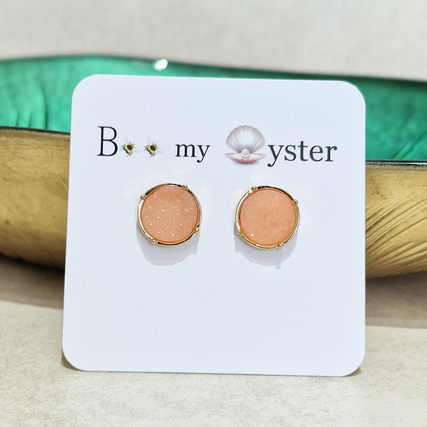 Baby Pink Druzy Stud Pierced Fashion Earrings
