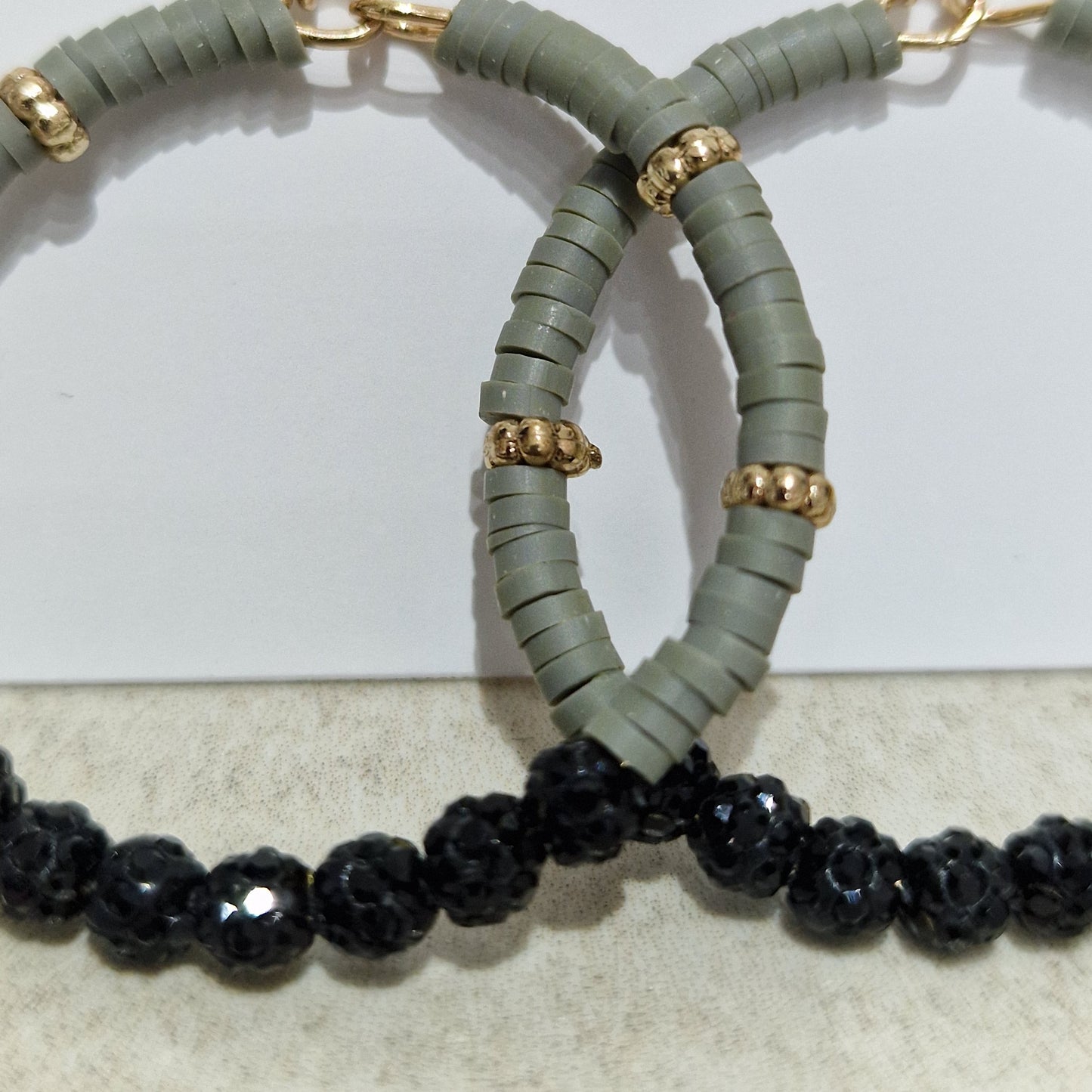 Black Grey Crystal Ball Pierced Hoop Fashion Earrings