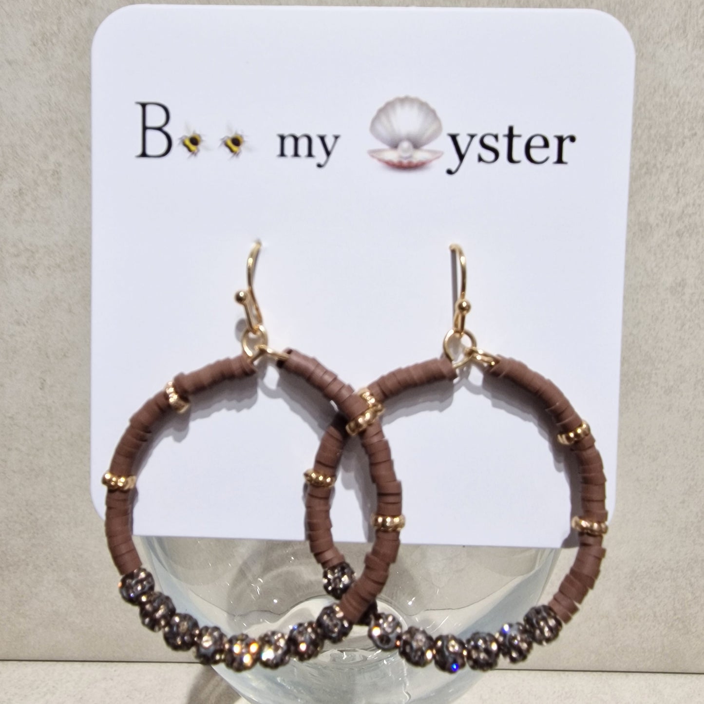 Black Diamond Crystal Ball Pierced Hoop Fashion Earrings