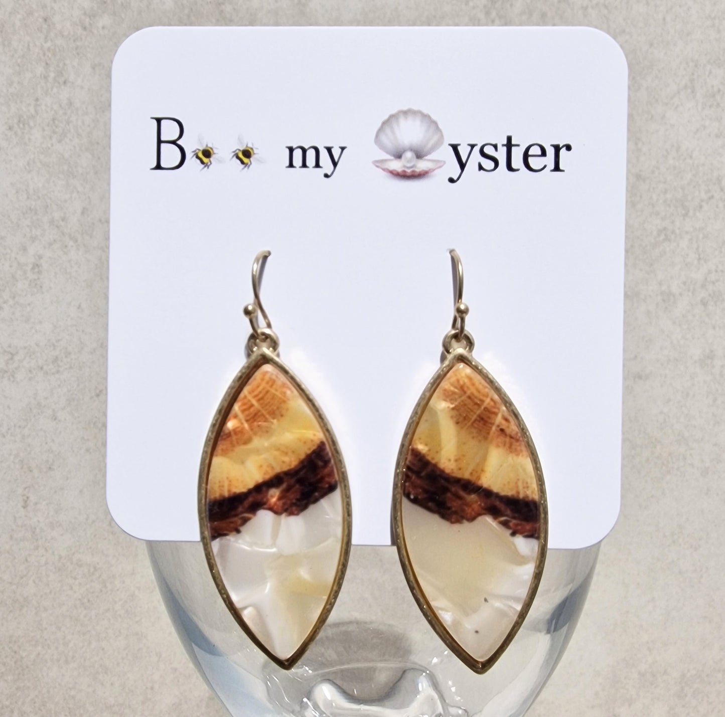 Beige Long Acrylic Pierced Drop Fashion Earrings