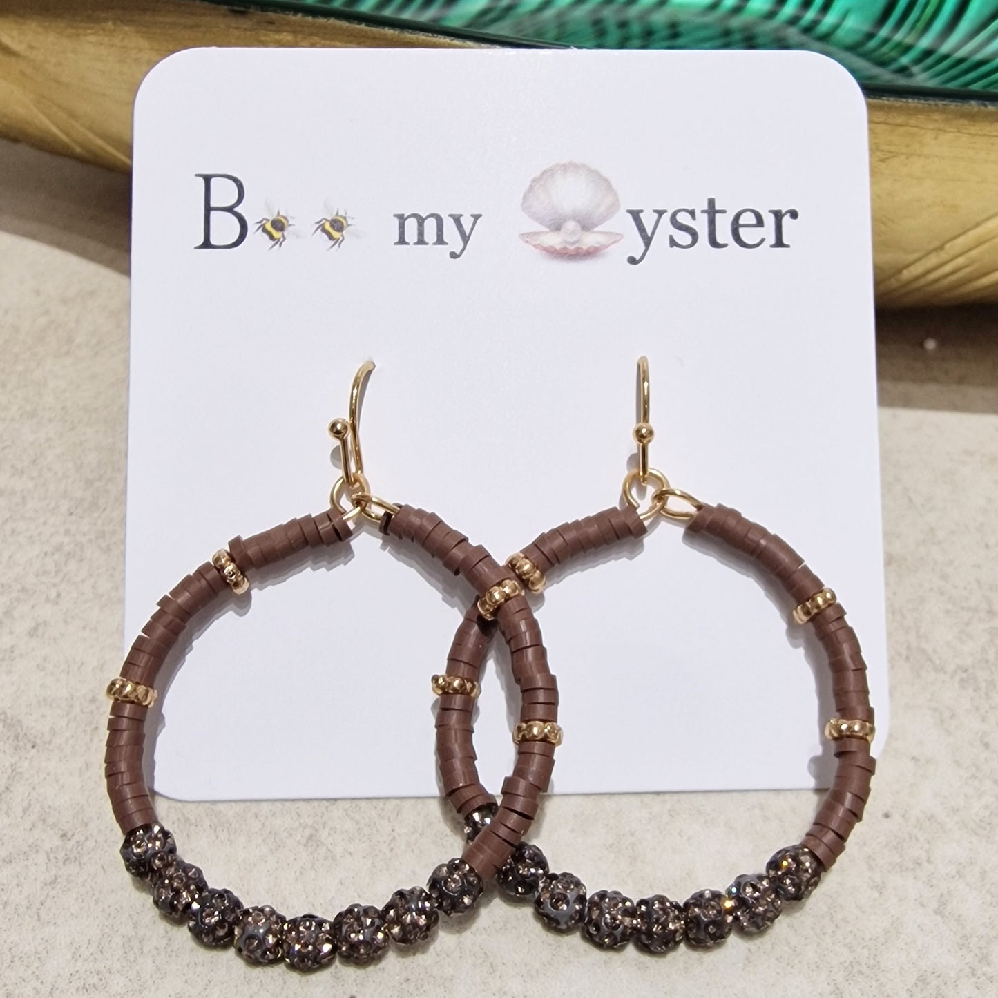 Black Diamond Crystal Ball Pierced Hoop Fashion Earrings