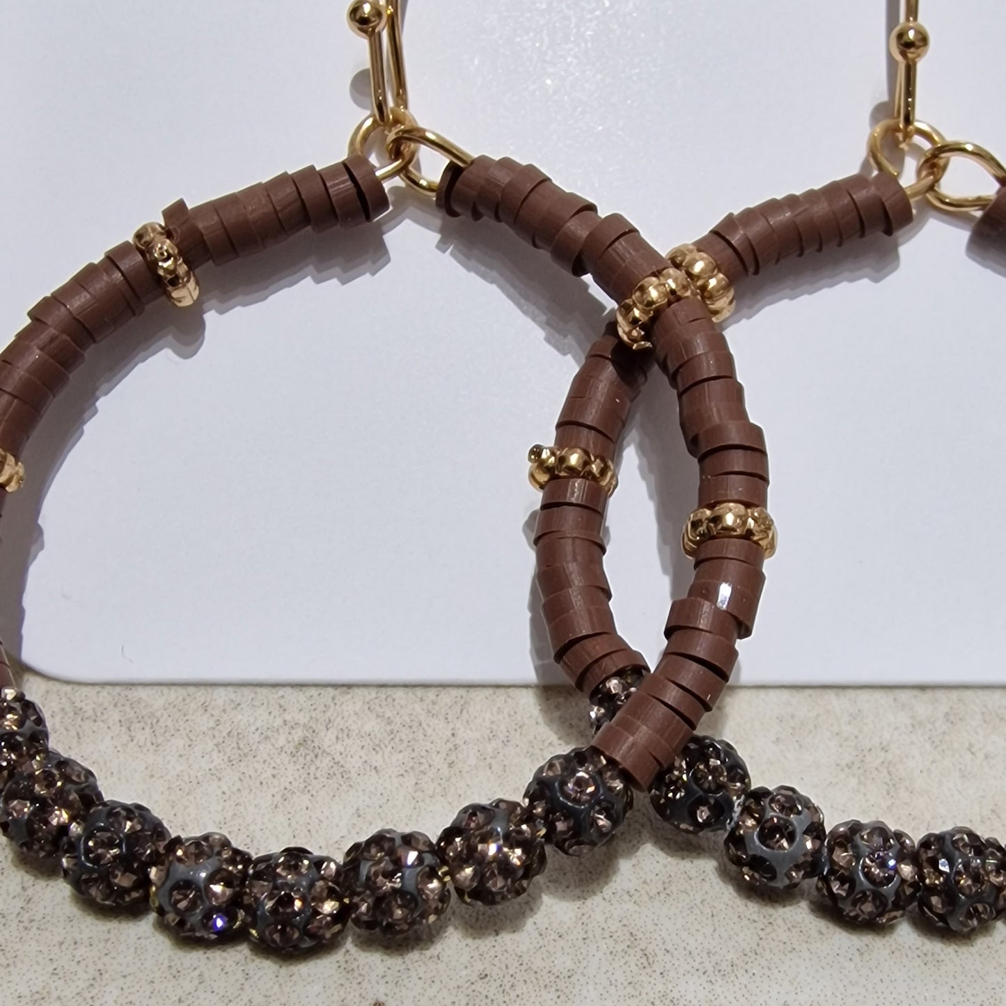 Black Diamond Crystal Ball Pierced Hoop Fashion Earrings