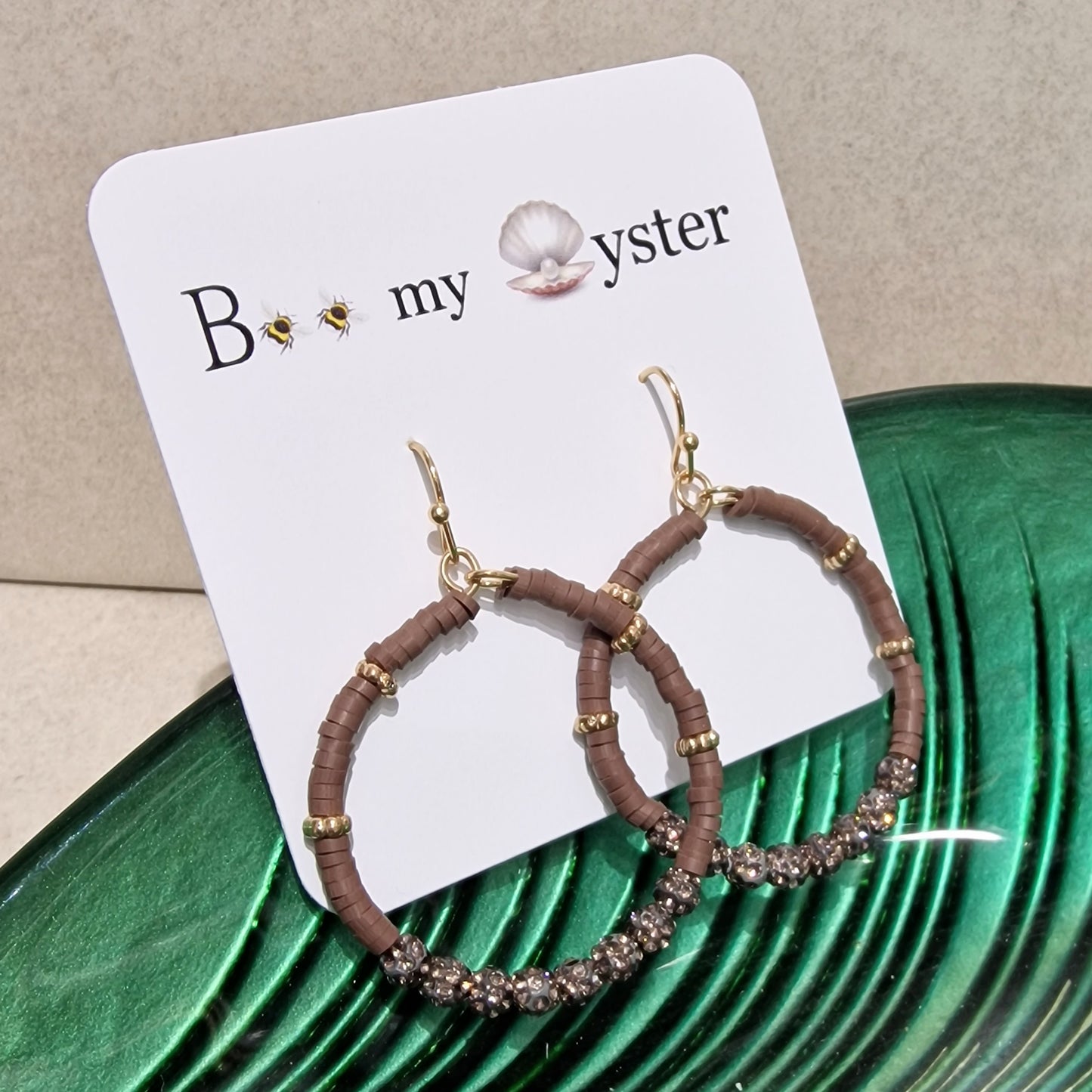 Black Diamond Crystal Ball Pierced Hoop Fashion Earrings
