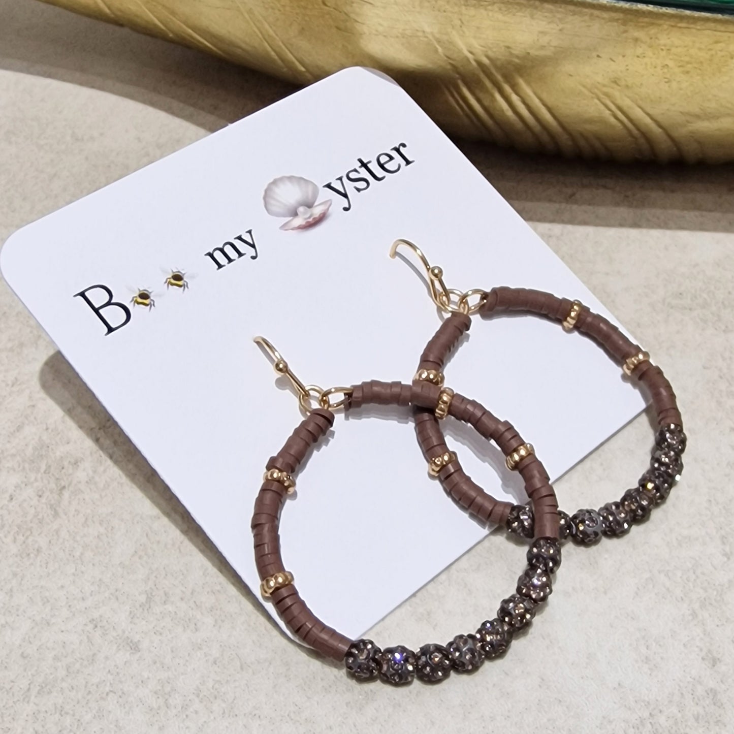Black Diamond Crystal Ball Pierced Hoop Fashion Earrings