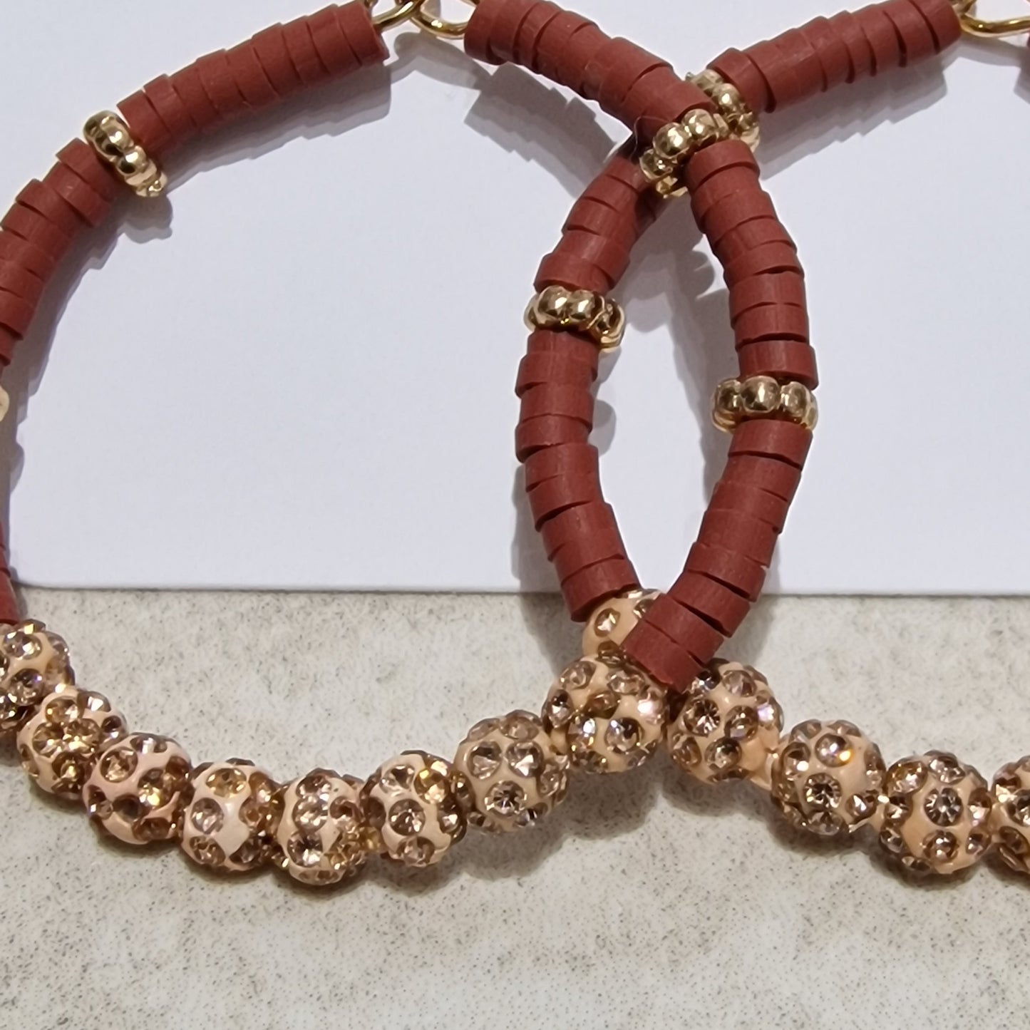 Rose Gold Crystal Ball Pierced Hoop Fashion Earrings