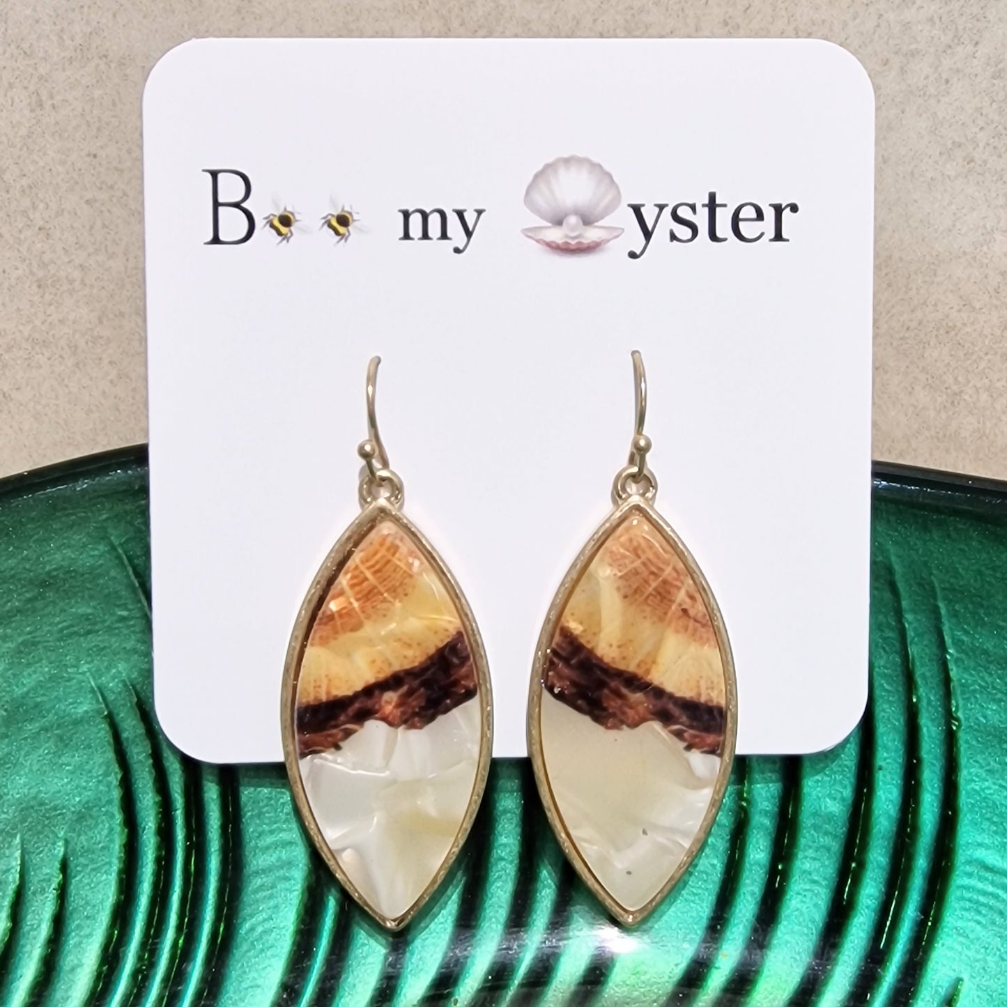 Beige Long Acrylic Pierced Drop Fashion Earrings