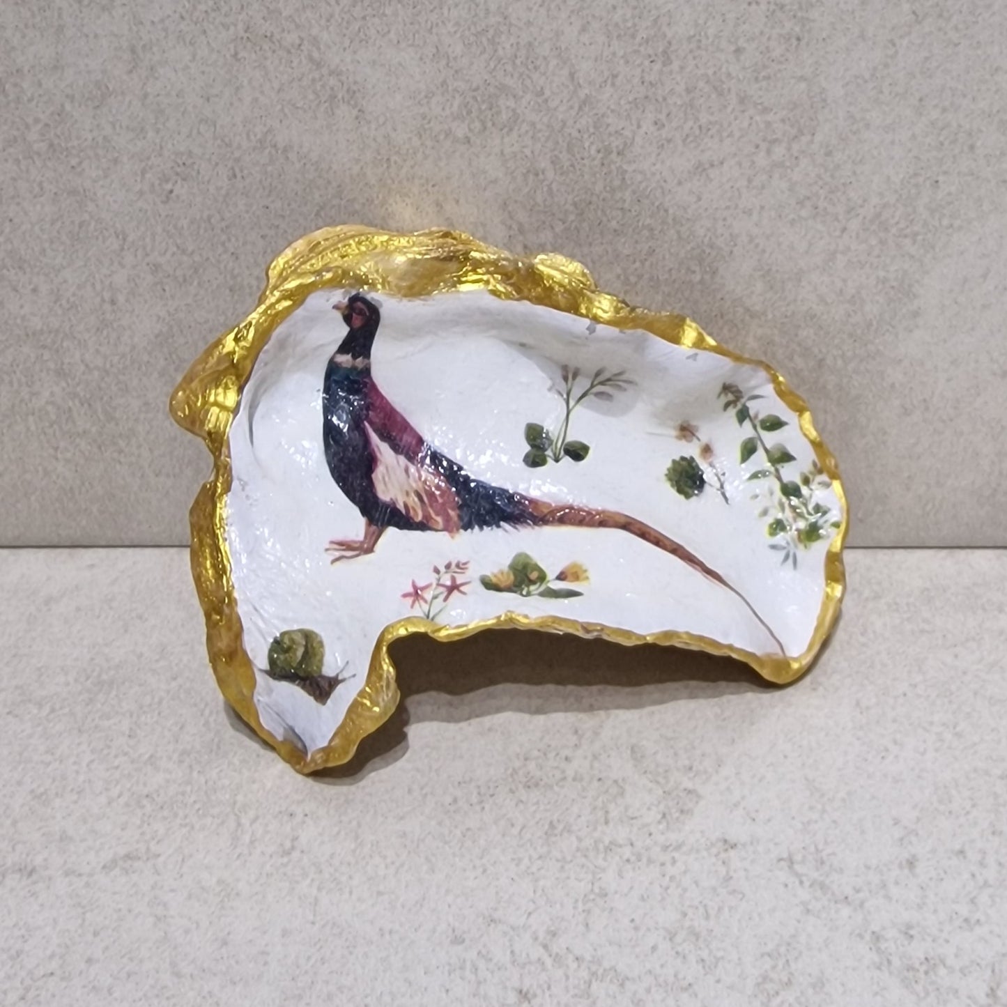 Pheasant Woodland Bird Oyster Shell Trinket Dish