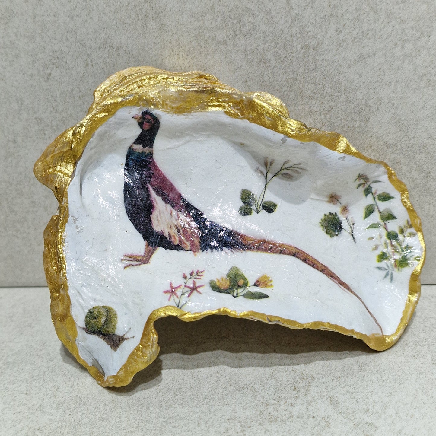 Pheasant Woodland Bird Oyster Shell Trinket Dish