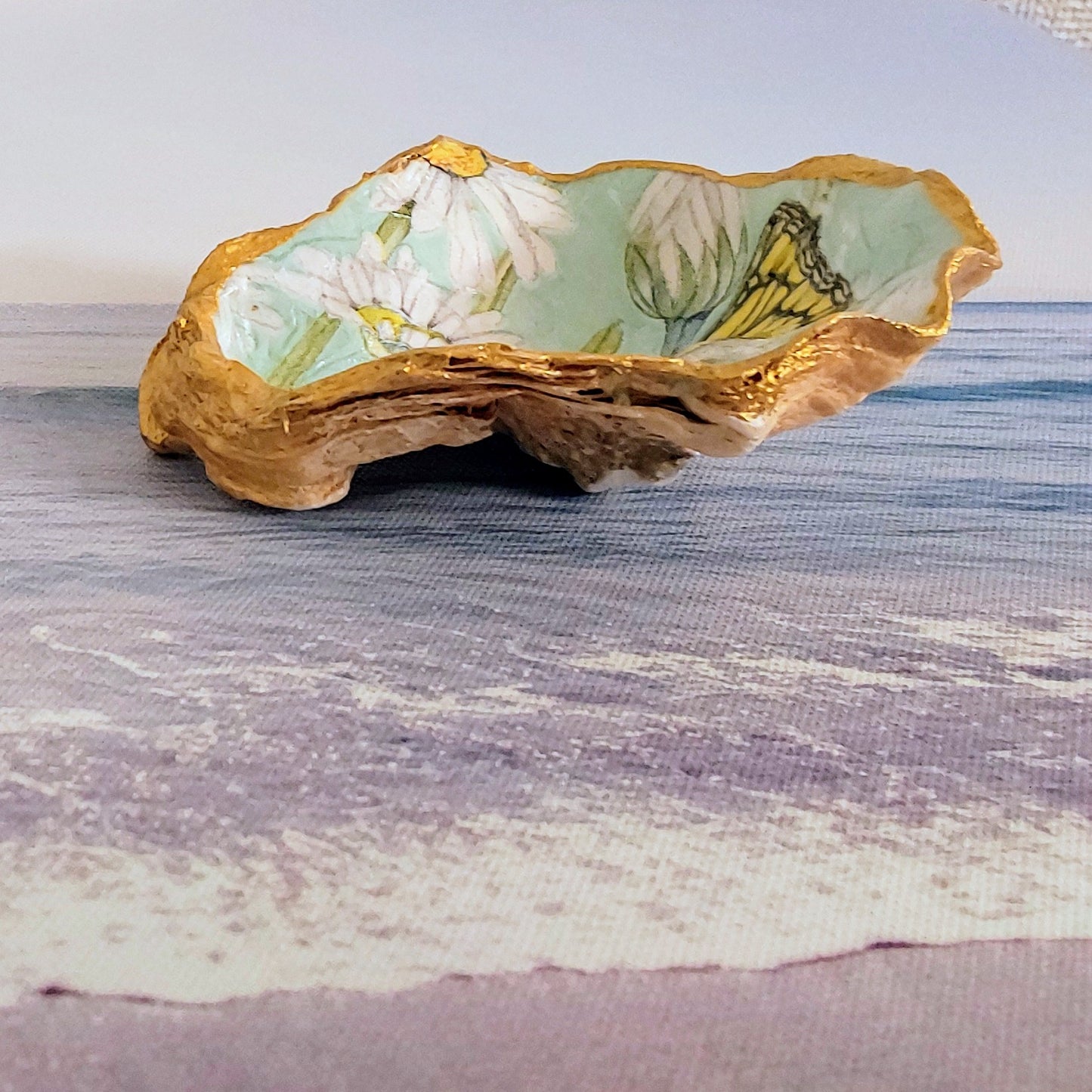 Daisy Butterfly Flower Special Oyster Shell Trinket Dish