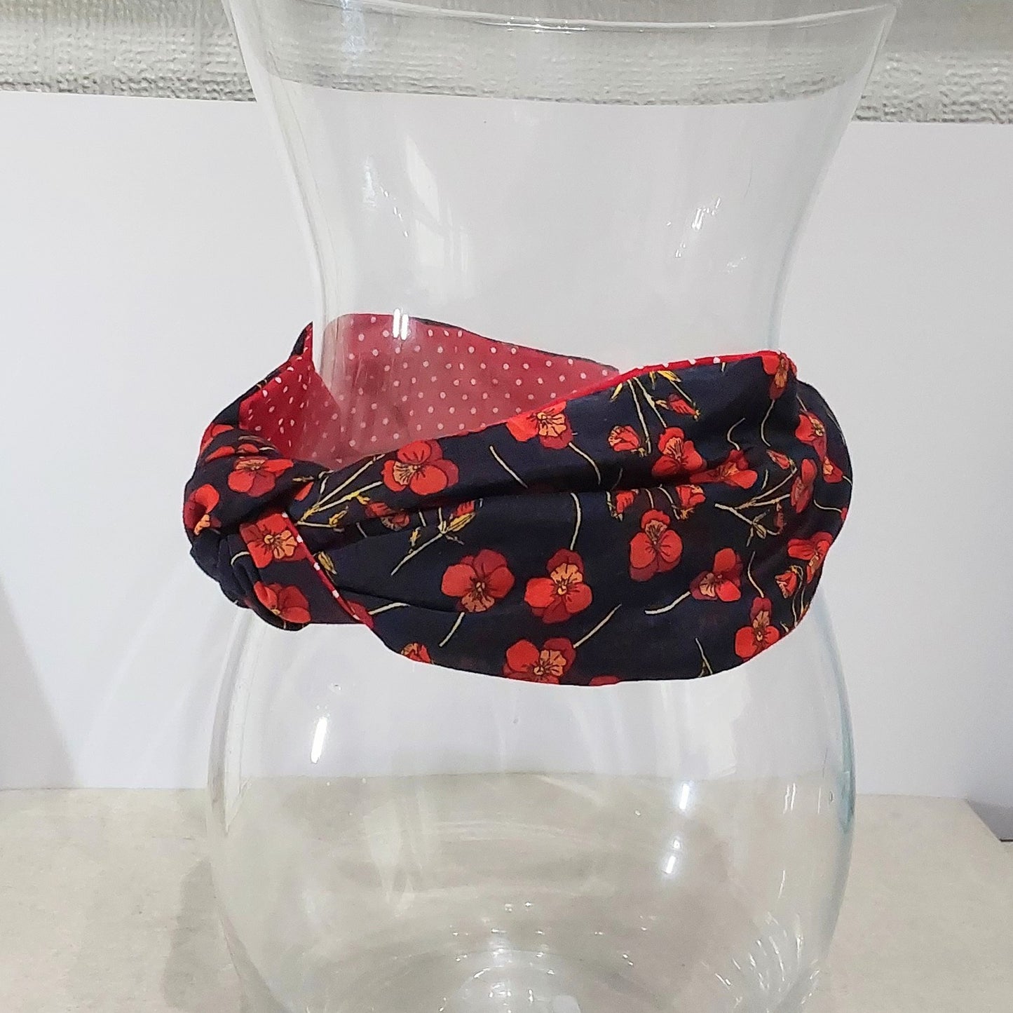 Hairband Liberty of London Ros Red Cotton Fabric Bespoke Top Knot Headband