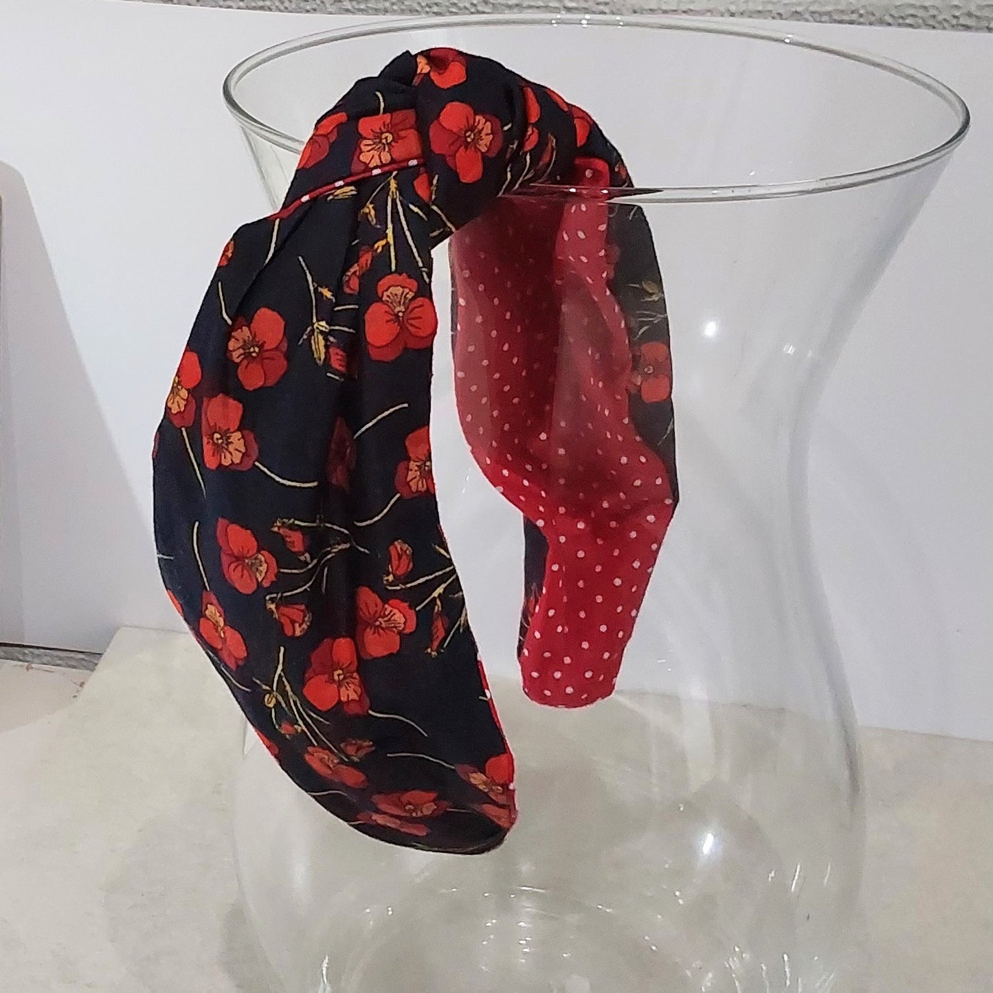 Hairband Liberty of London Ros Red Cotton Fabric Bespoke Top Knot Headband