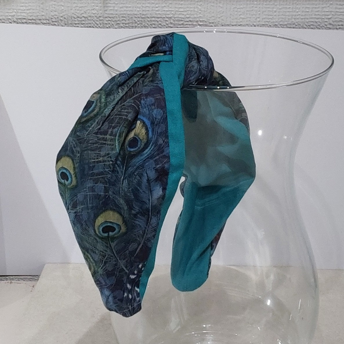 Hairband Liberty of London Peacock Feather Cotton Fabric Bespoke Top Knot Headband