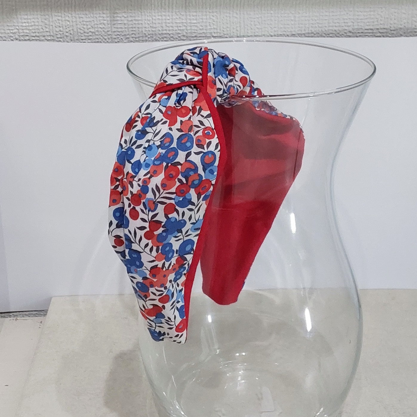 Hairband Liberty of London Wiltshire Berry Red Blue Cotton Fabric Bespoke Top Knot Headband