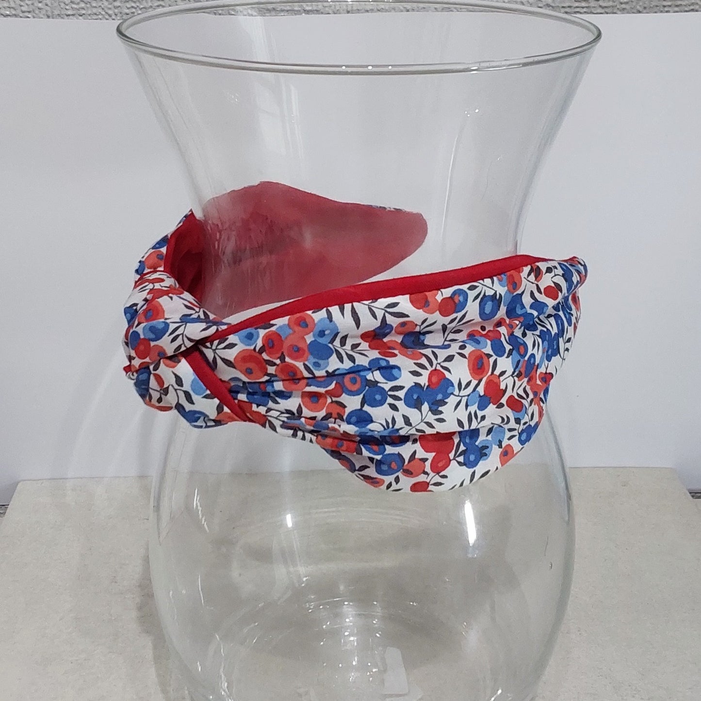 Hairband Liberty of London Wiltshire Berry Red Blue Cotton Fabric Bespoke Top Knot Headband