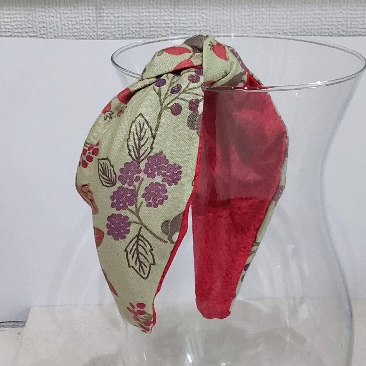 Hairband Autumn Leaves Berries Cotton Fabric Bespoke Top Knot Headband