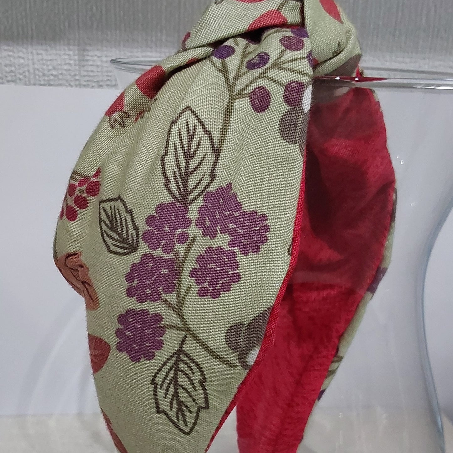 Hairband Autumn Leaves Berries Cotton Fabric Bespoke Top Knot Headband
