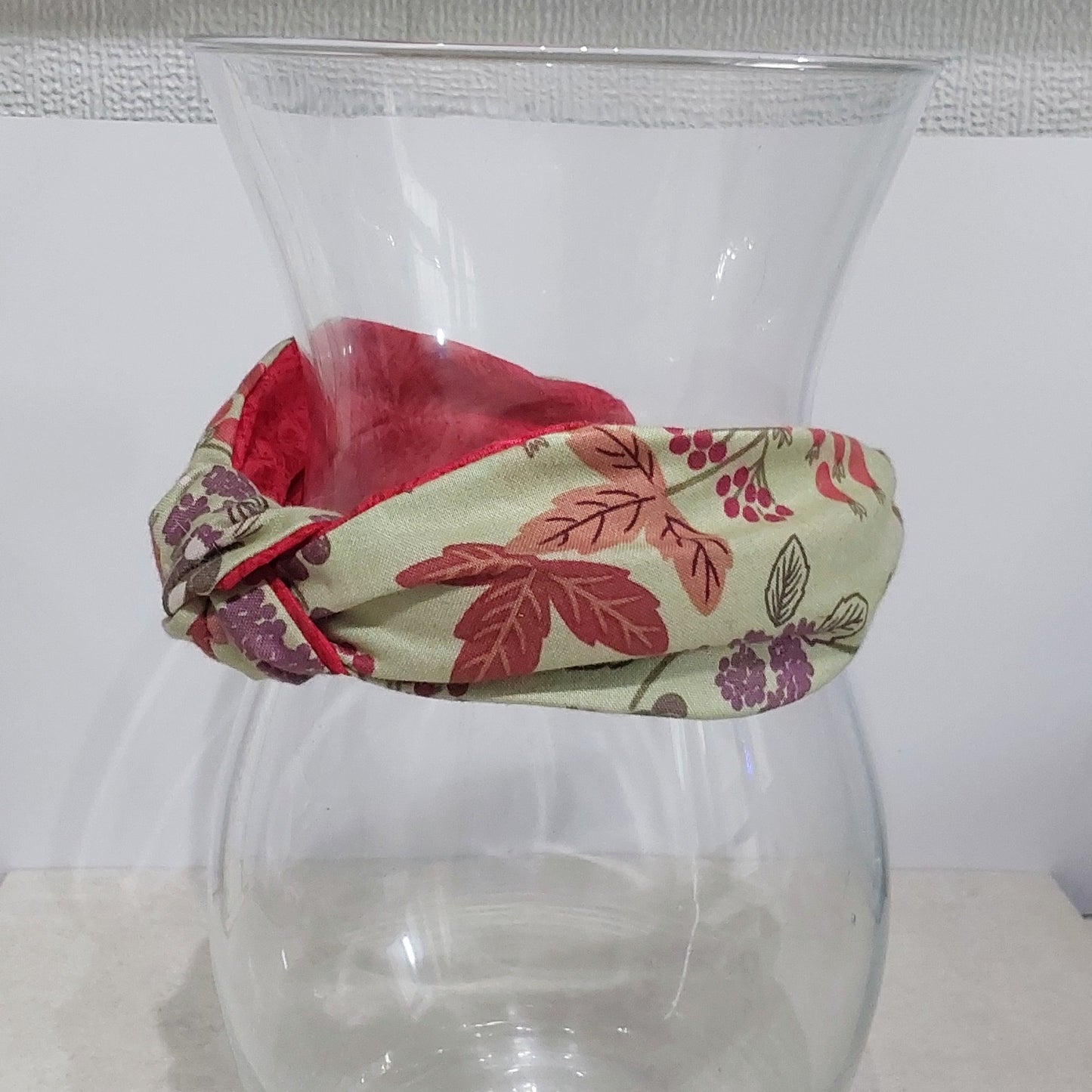 Hairband Autumn Leaves Berries Cotton Fabric Bespoke Top Knot Headband