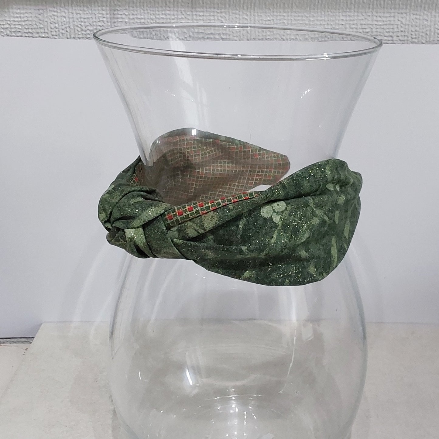 Hairband Green Mistletoe Glitter Cotton Fabric Bespoke Top Knot Headband