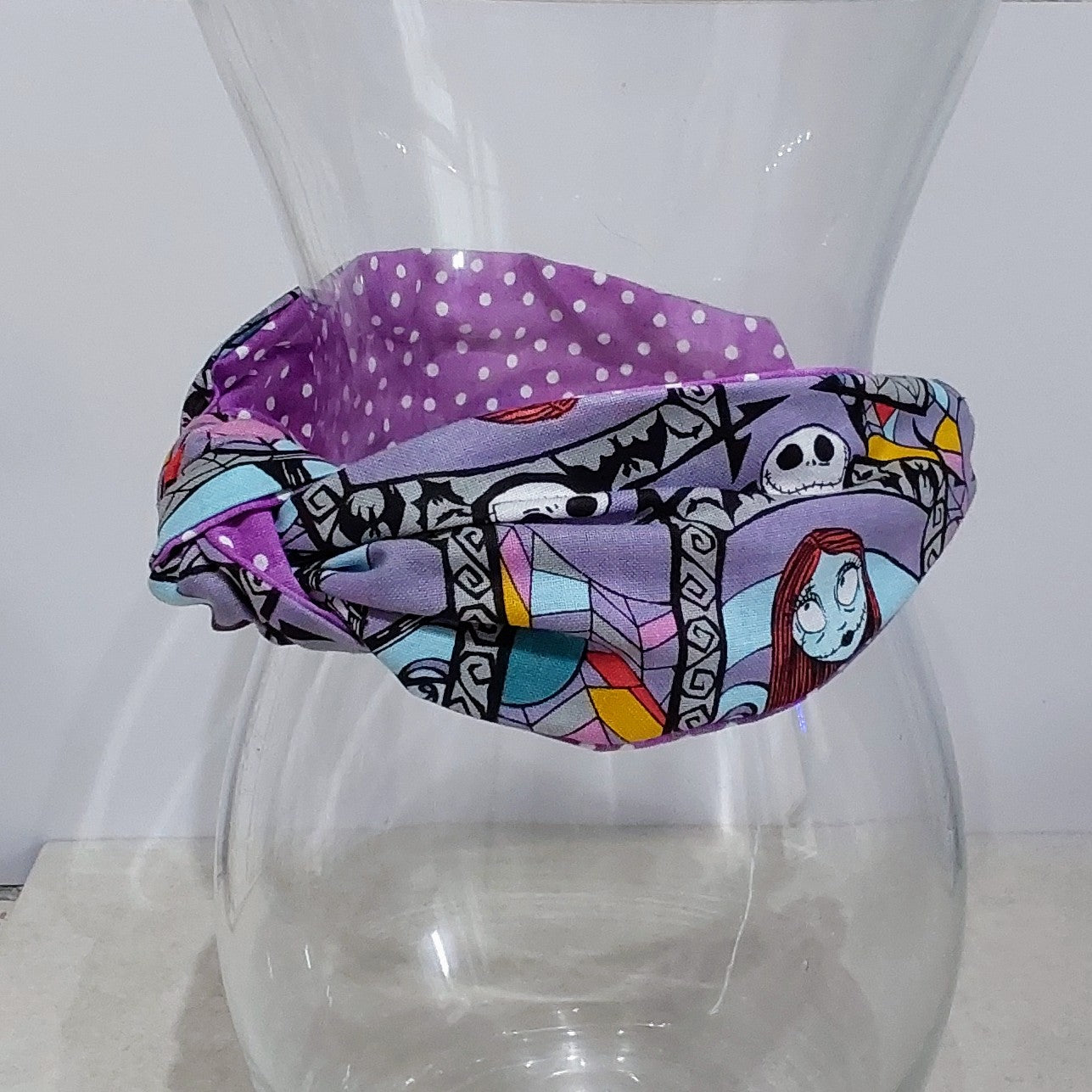 Hairband Disney Nightmare Before Christmas Purple Cotton Fabric Bespoke Top Knot Headband