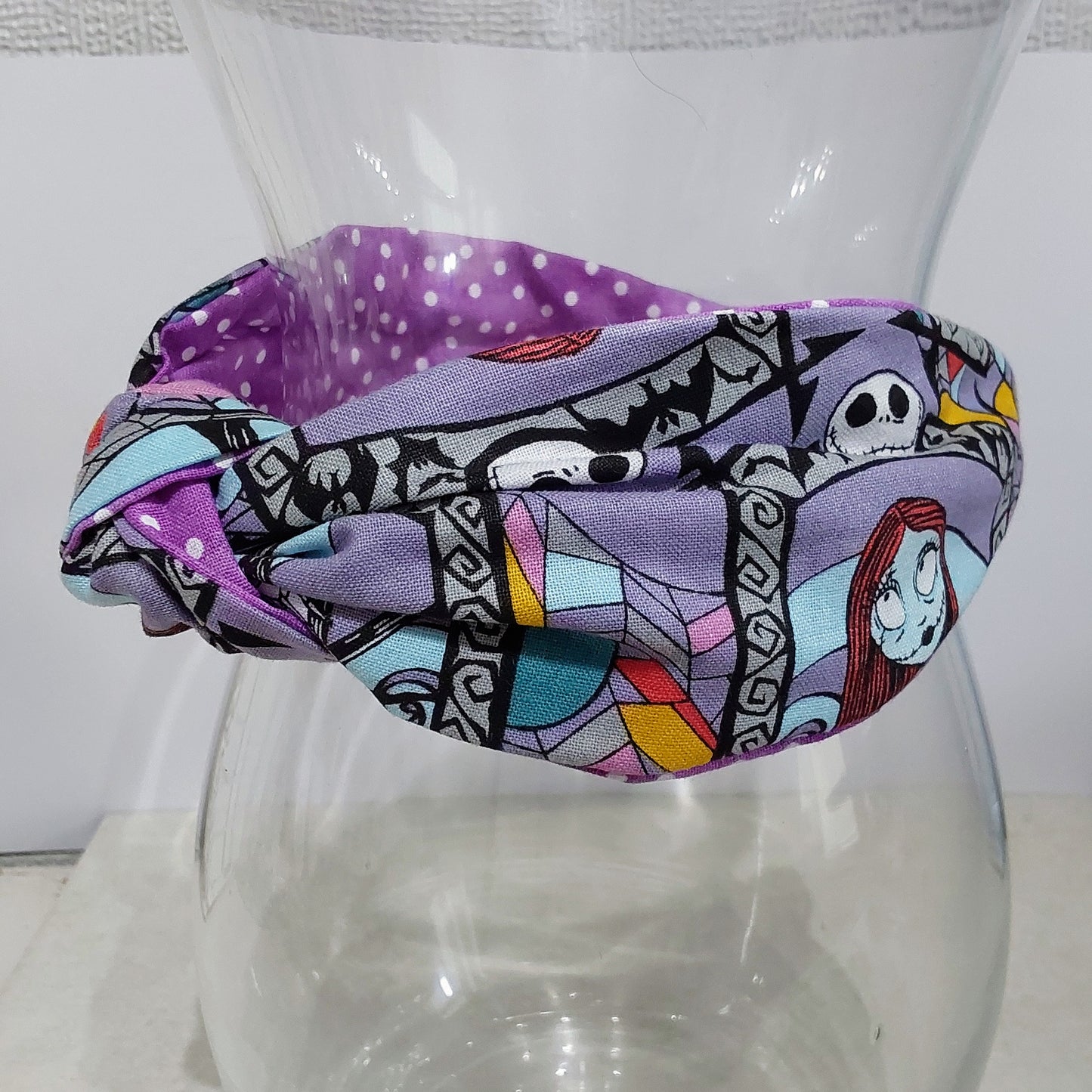 Hairband Disney Nightmare Before Christmas Purple Cotton Fabric Bespoke Top Knot Headband