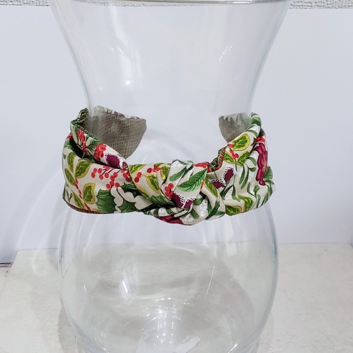 Hairband Poinsettia Berry Holly Cotton Fabric Bespoke Top Knot Headband