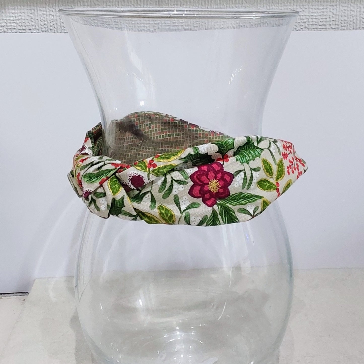 Hairband Poinsettia Berry Holly Cotton Fabric Bespoke Top Knot Headband