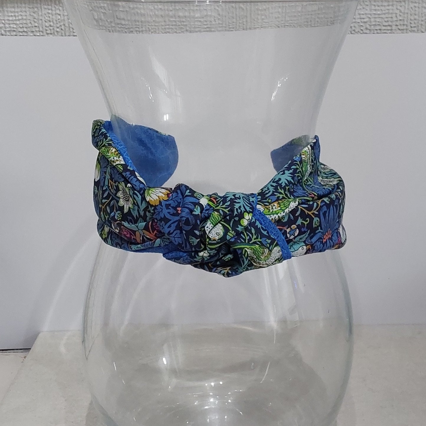 Liberty of London Hairband Strawberry Thief Tana Lawn BLue Cotton Fabric Top Knot Headband