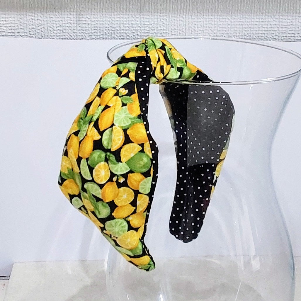 Hairband Lemon & Lime Cotton Fabric Bespoke Top Knot Headband