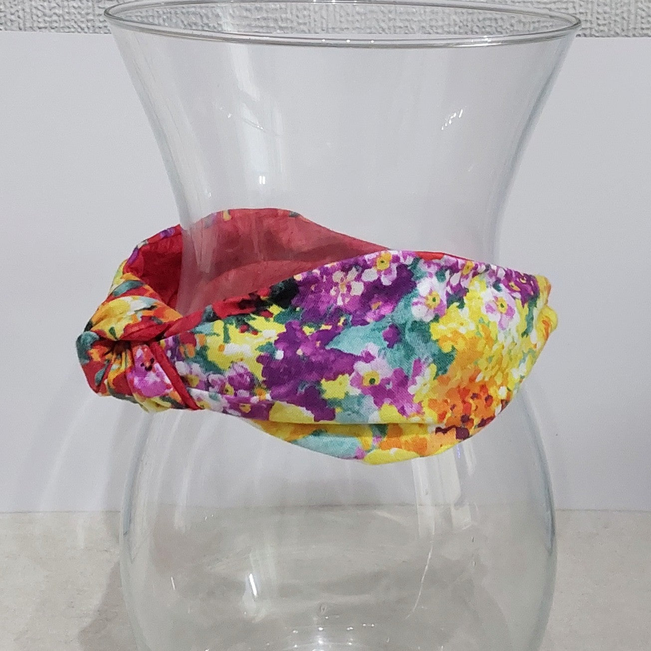 Hairband Summer Red Flowers Cotton Fabric Bespoke Top Knot Headband