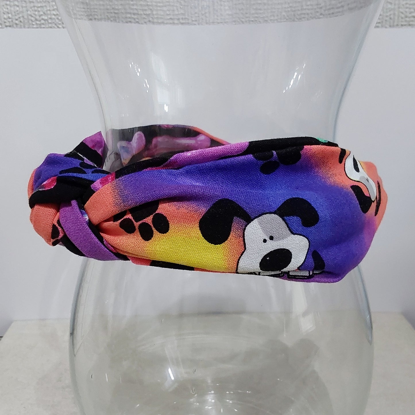 Hairband Rainbow Dogs Cotton Fabric Bespoke Top Knot Headband