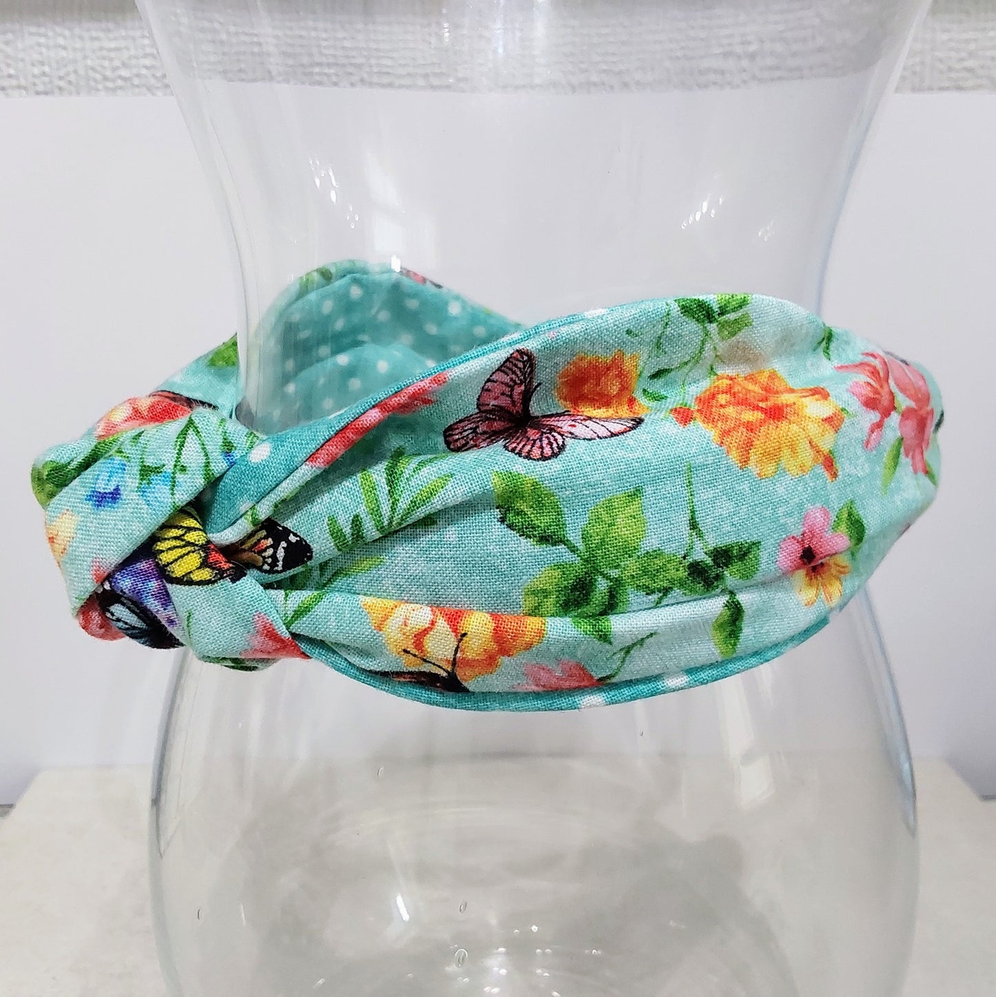 Hairband Wild Flowers Butterfly Cotton Fabric Bespoke Top Knot Headband