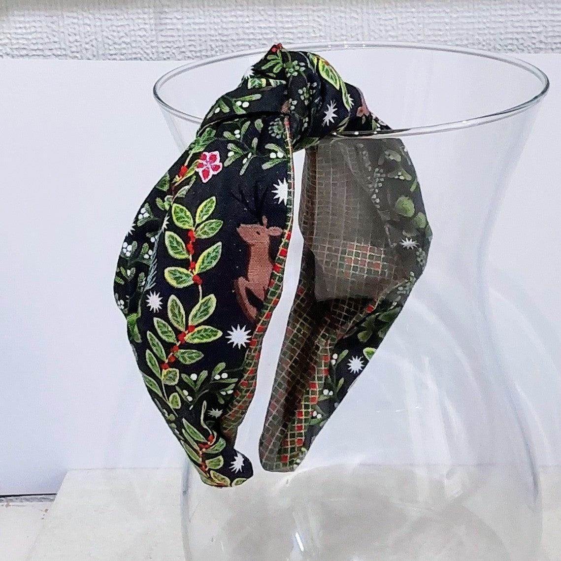 Hairband Christmas Reindeer Mistletoe Cotton Fabric Bespoke Top Knot Headband