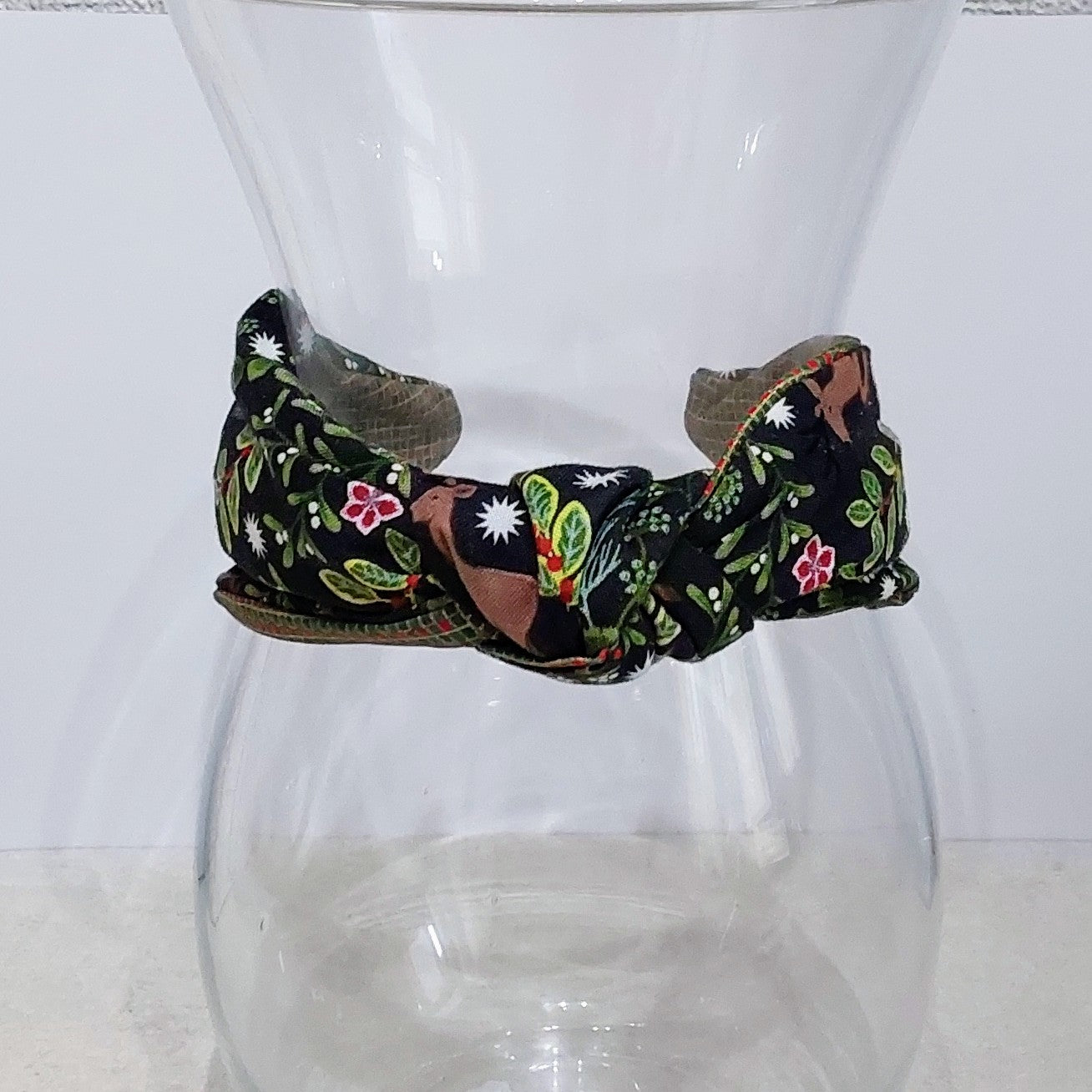 Hairband Christmas Reindeer Mistletoe Cotton Fabric Bespoke Top Knot Headband