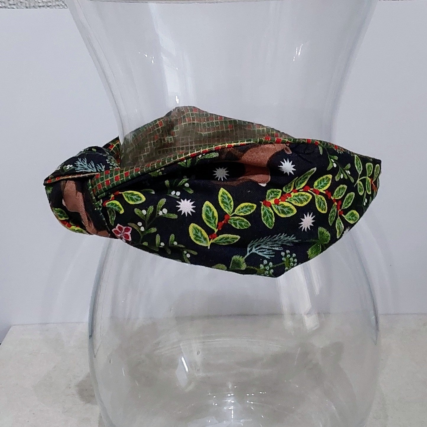 Hairband Christmas Reindeer Mistletoe Cotton Fabric Bespoke Top Knot Headband