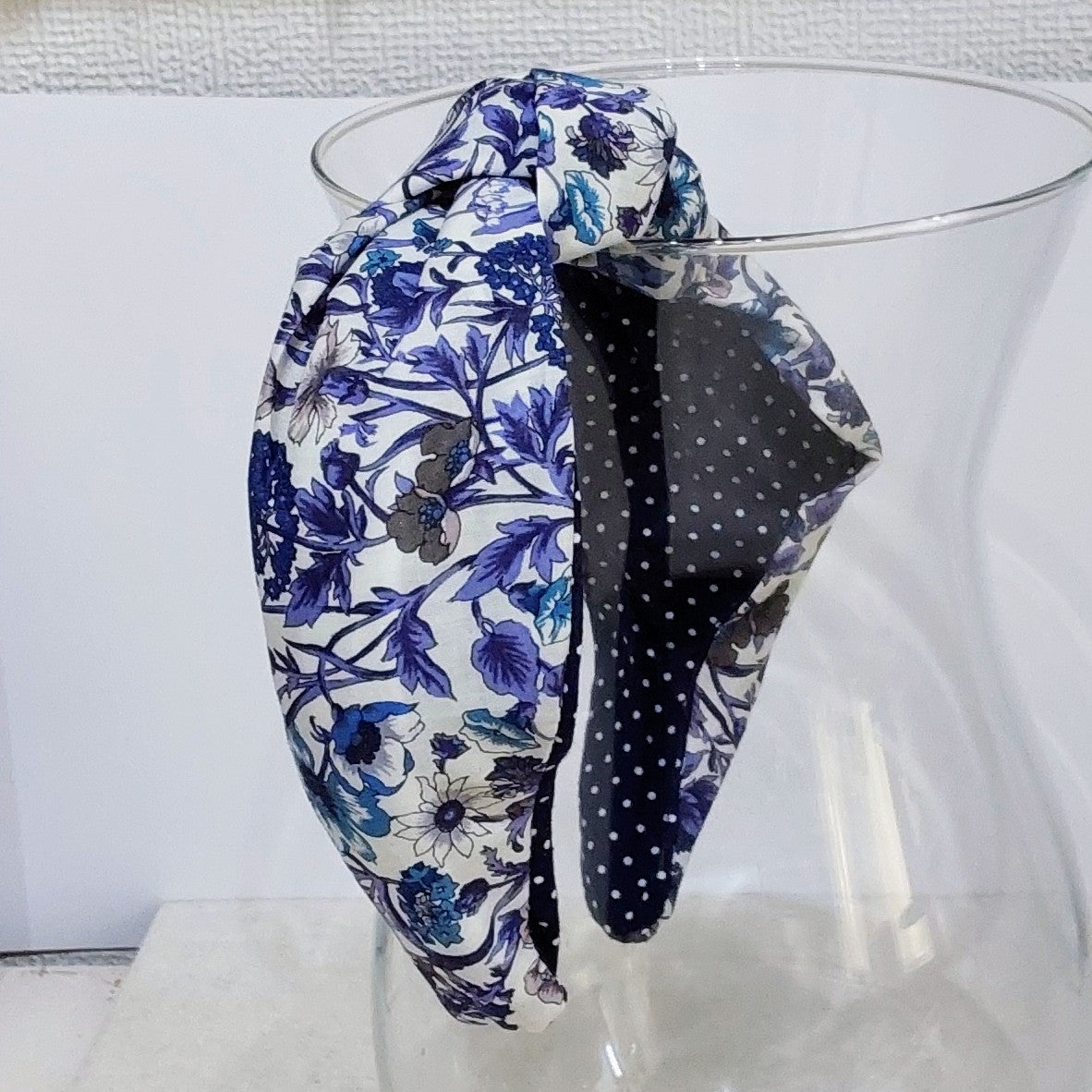 Hairband Liberty of London Rachel Blue Floral Cotton Fabric Bespoke Top Knot Headband