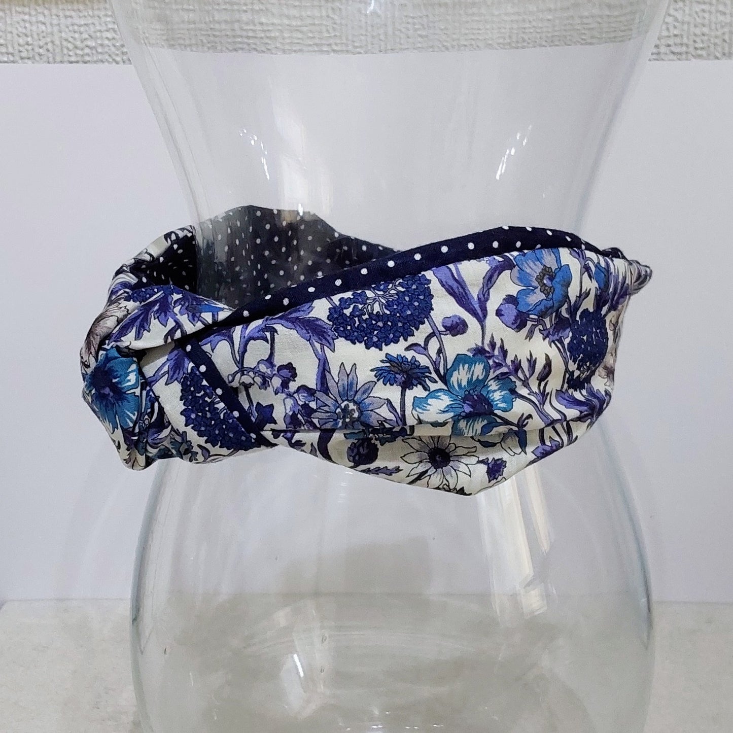 Hairband Liberty of London Rachel Blue Floral Cotton Fabric Bespoke Top Knot Headband