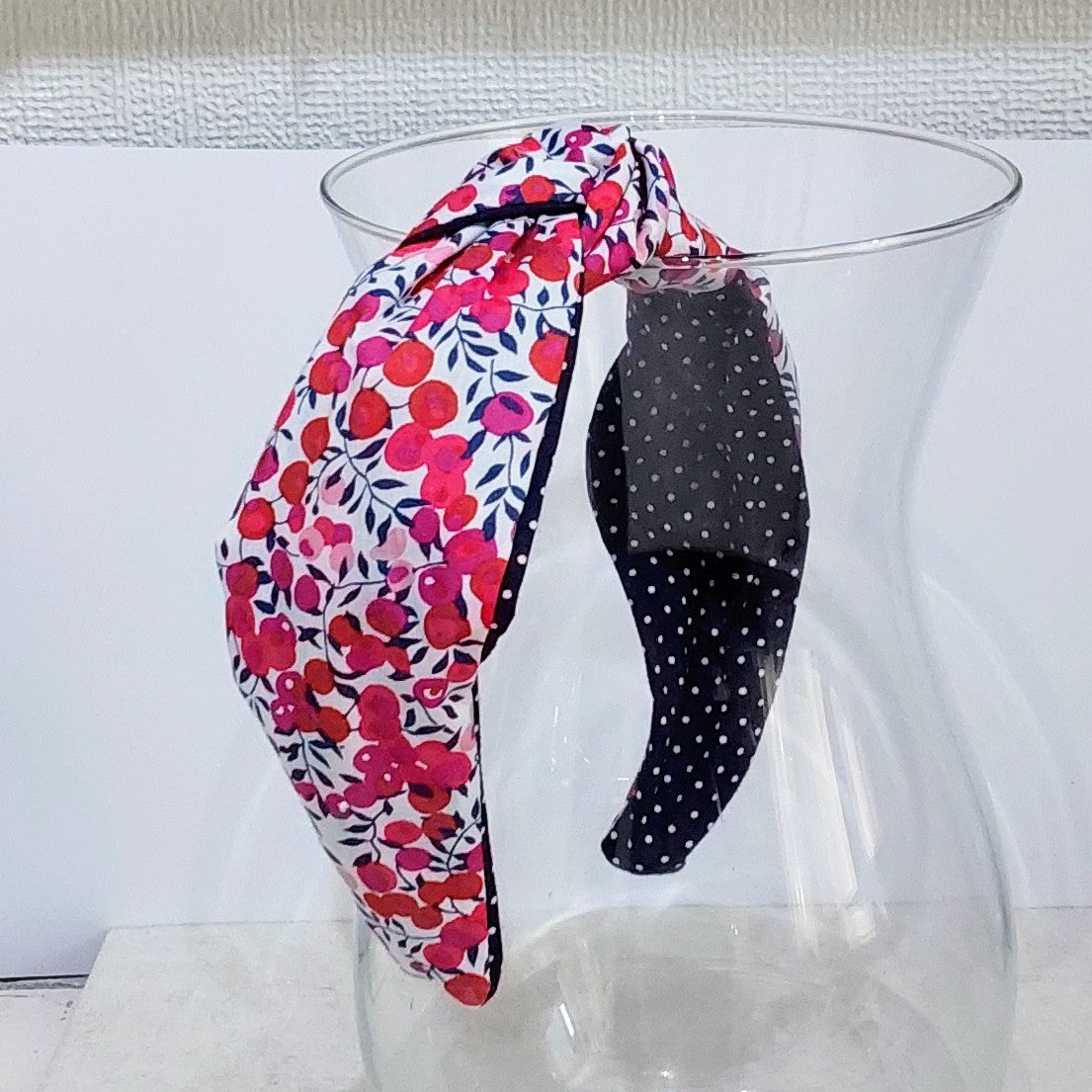 Hairband Liberty of London Wiltshire Berry Red Cotton Fabric Bespoke Top Knot Headband