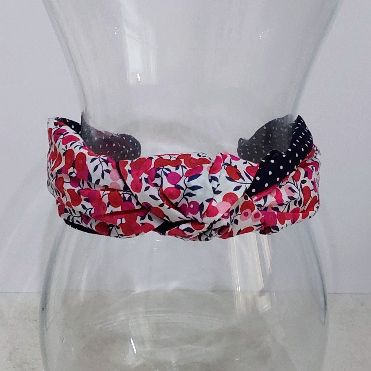 Hairband Liberty of London Wiltshire Berry Red Cotton Fabric Bespoke Top Knot Headband