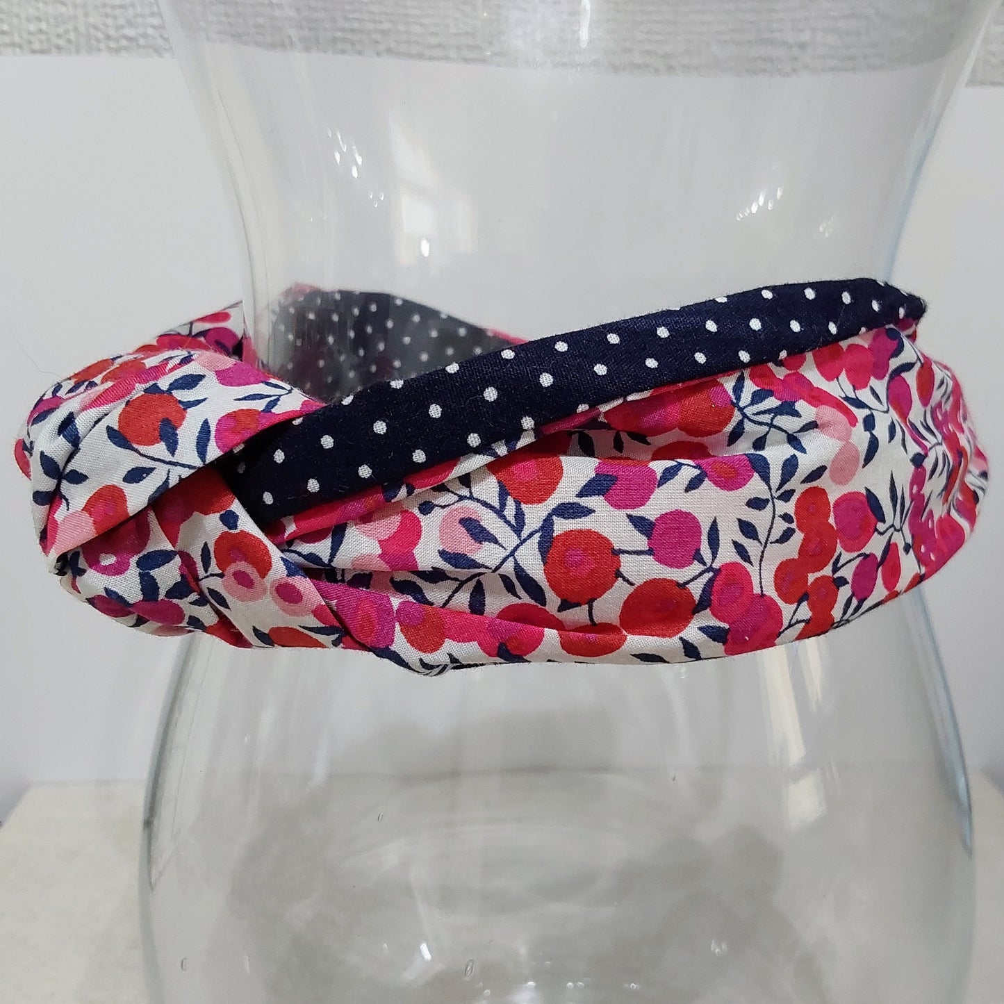 Hairband Liberty of London Wiltshire Berry Red Cotton Fabric Bespoke Top Knot Headband