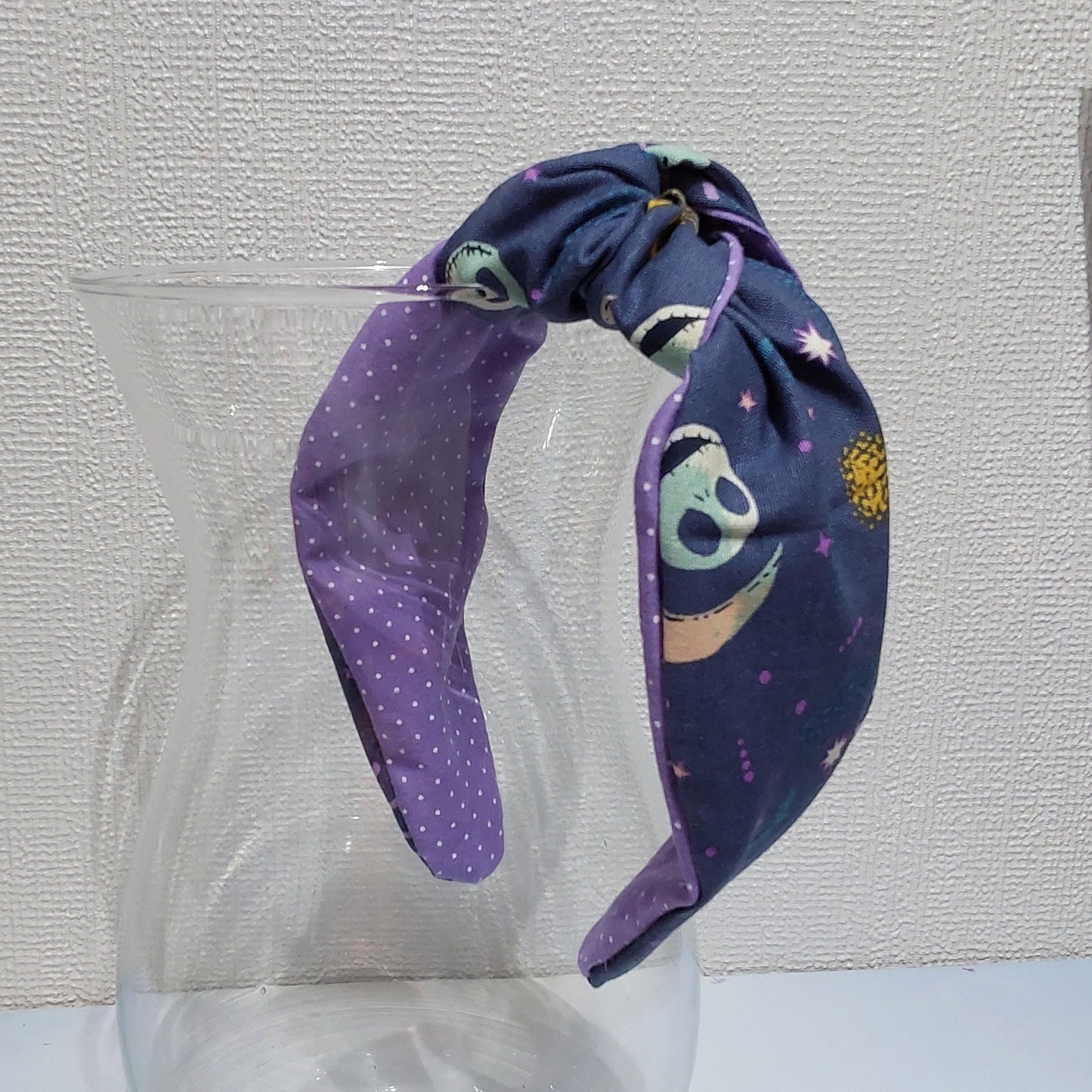 Copy of Hairband Disney Nightmare Before Xmas Jack Skeleton Moon Cotton Fabric Bespoke Top Knot Headband