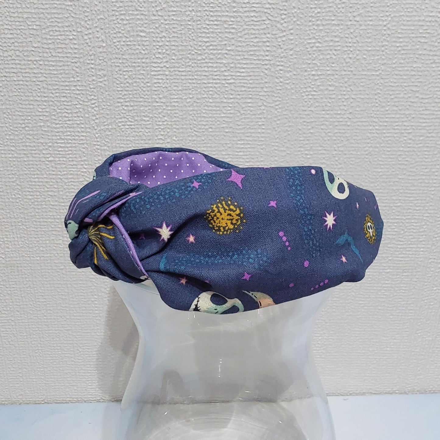 Copy of Hairband Disney Nightmare Before Xmas Jack Skeleton Moon Cotton Fabric Bespoke Top Knot Headband