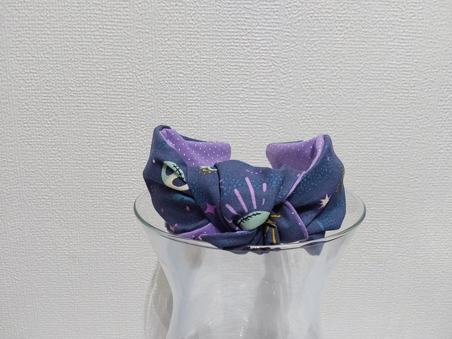 Copy of Hairband Disney Nightmare Before Xmas Jack Skeleton Moon Cotton Fabric Bespoke Top Knot Headband