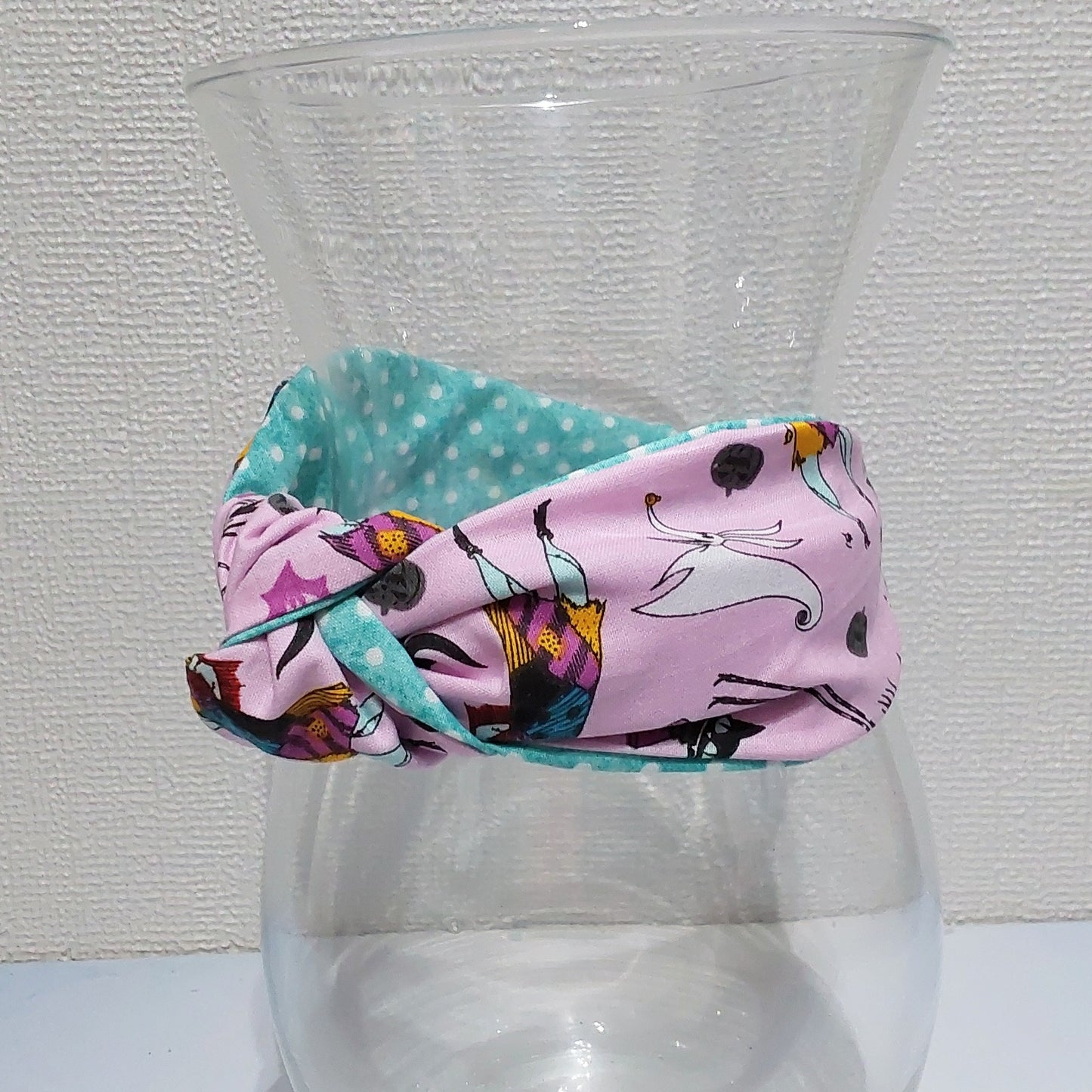 Hairband Disney Nightmare Before Xmas Pink Character Cotton Fabric Bespoke Top Knot Headband