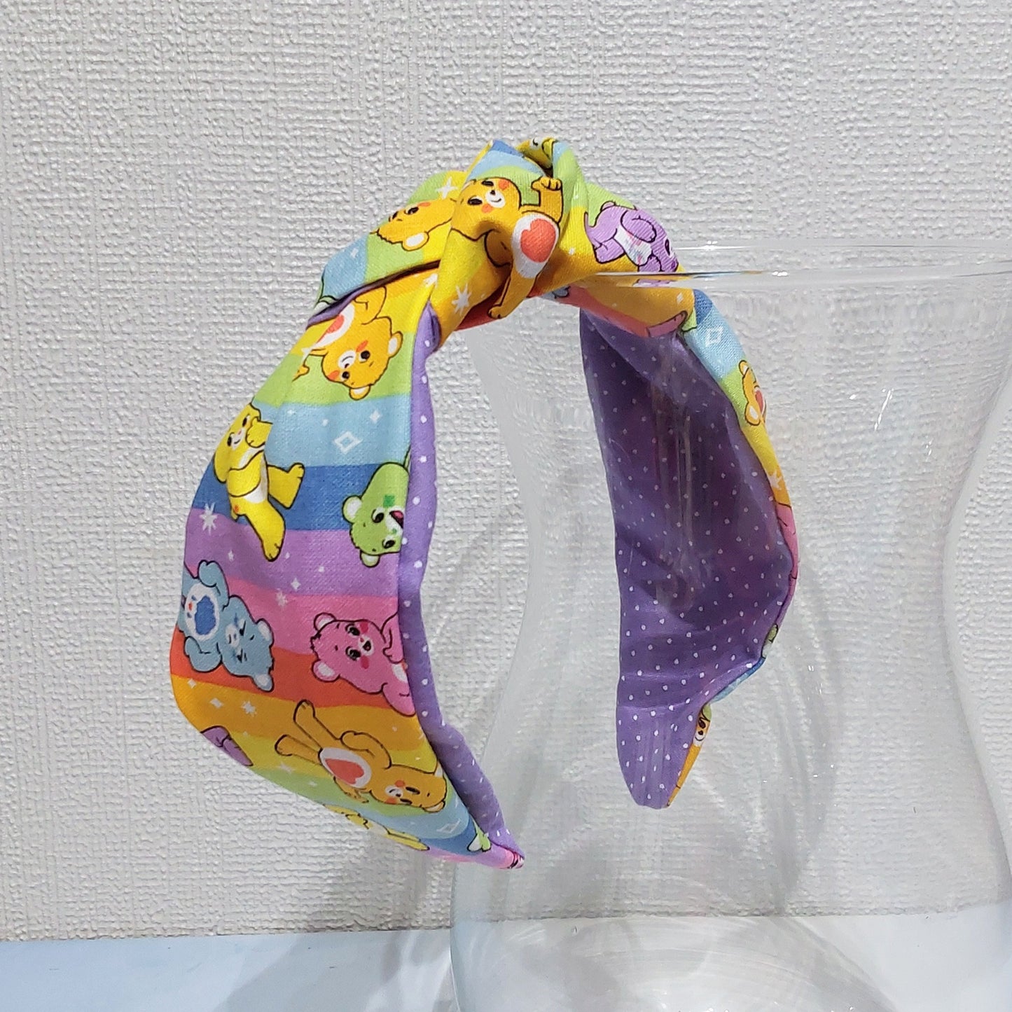 Copy of Hairband Care Bears Rainbow Lilac Cotton Fabric Bespoke Top Knot Headband