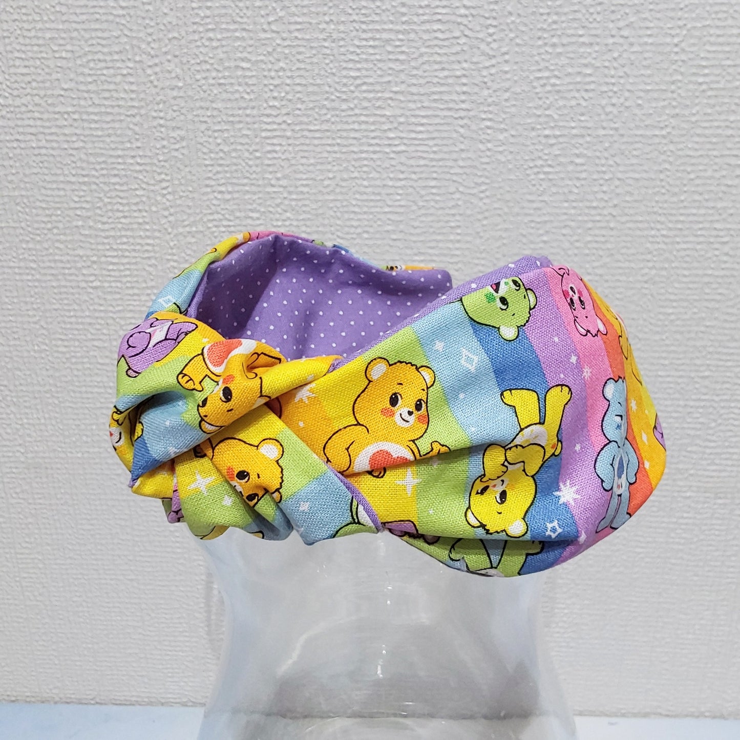Copy of Hairband Care Bears Rainbow Lilac Cotton Fabric Bespoke Top Knot Headband